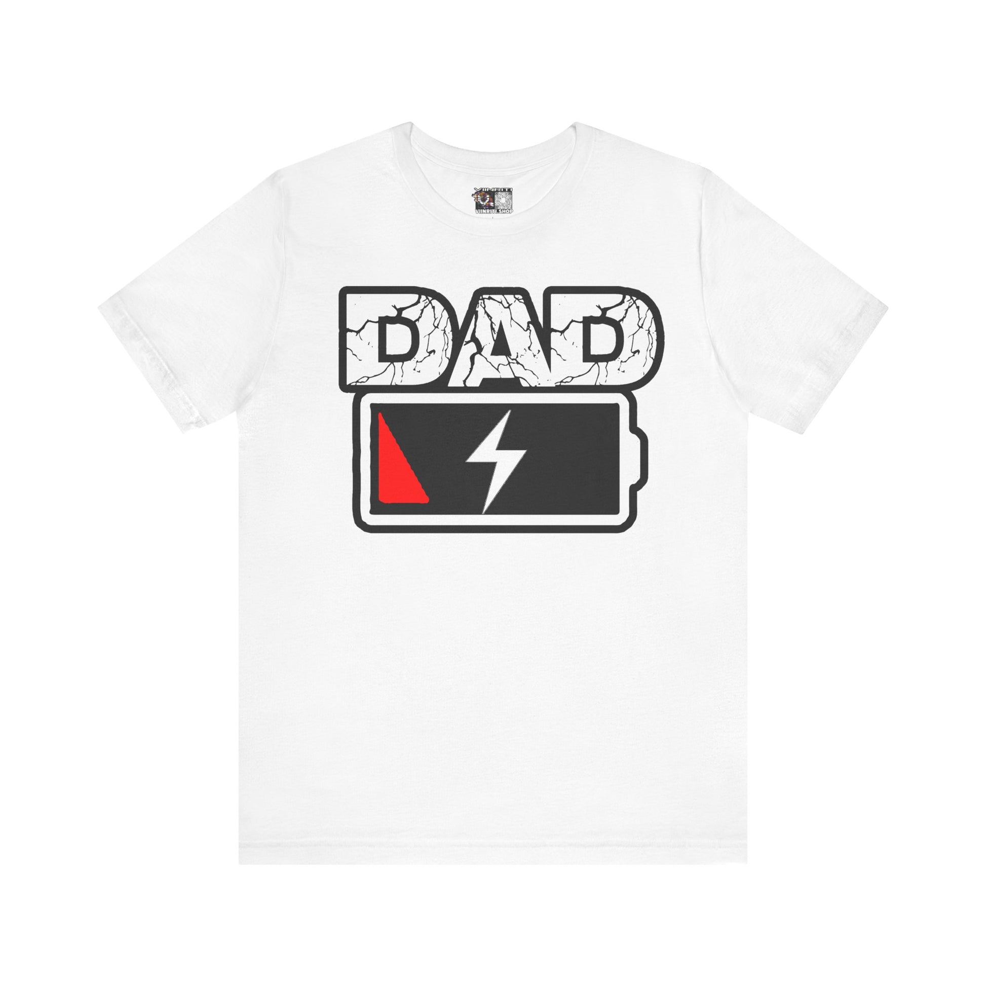 Dad Low Battery T‑Shirt — Funny Father’s Day Exhausted Dad Tee