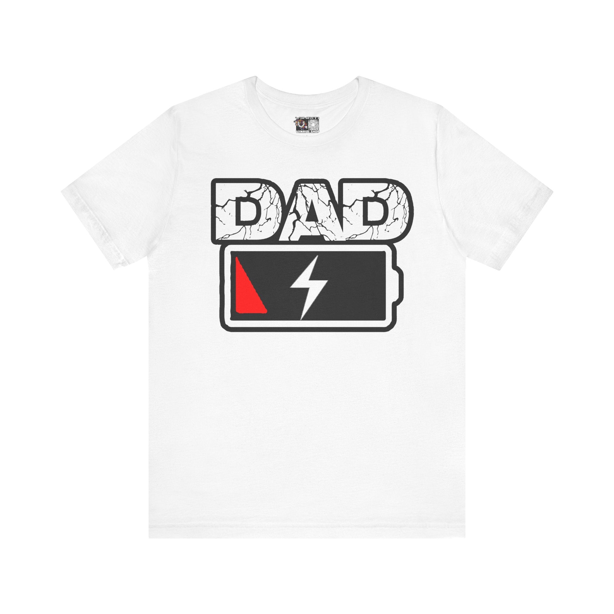 Dad Low Battery T‑Shirt — Funny Father’s Day Exhausted Dad Tee