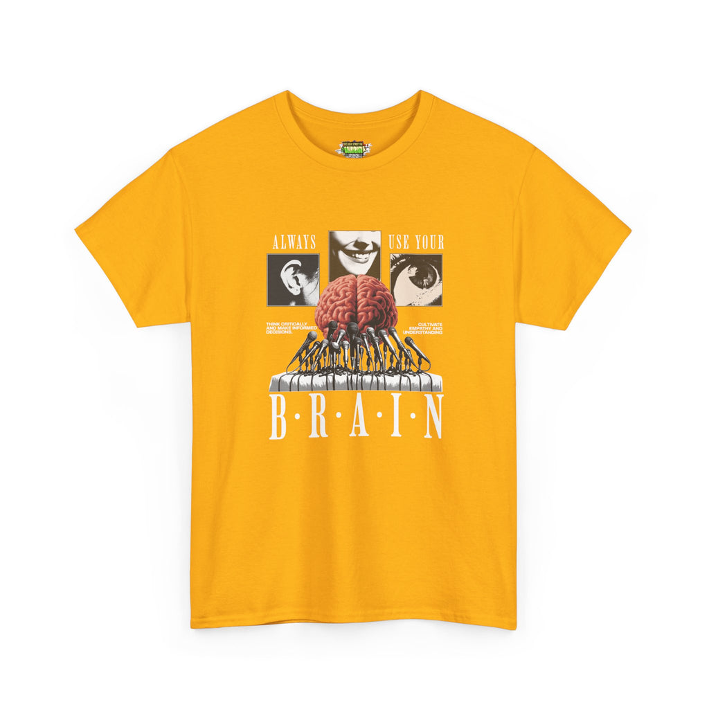 "Always Use Your Brain Graphic Unisex Heavy Cotton Tee with Unique Design, Casual Wear, Gift for Art Lovers, Festival Outfit, Statement T-Shirt