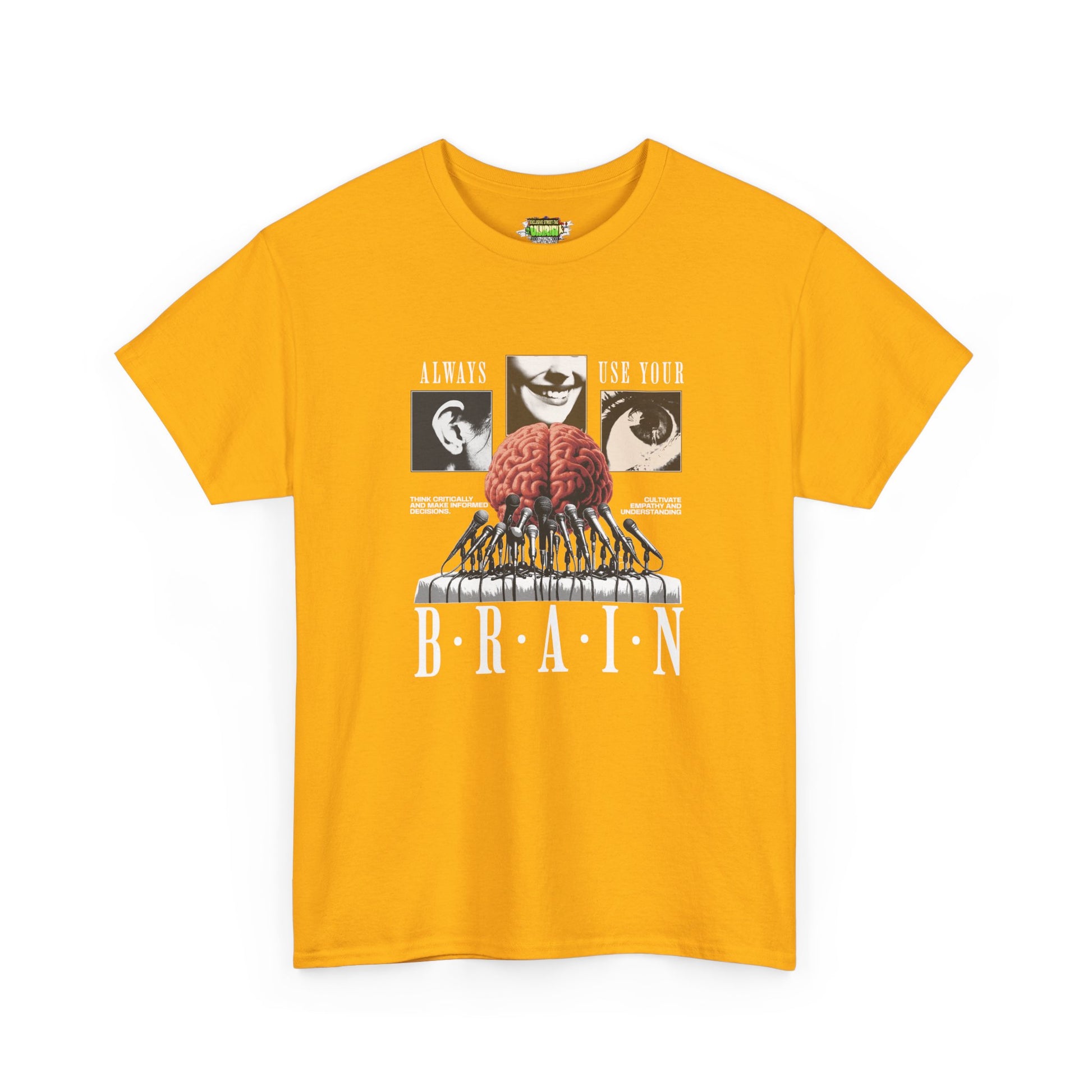 "Always Use Your Brain Graphic Unisex Heavy Cotton Tee with Unique Design, Casual Wear, Gift for Art Lovers, Festival Outfit, Statement T-Shirt