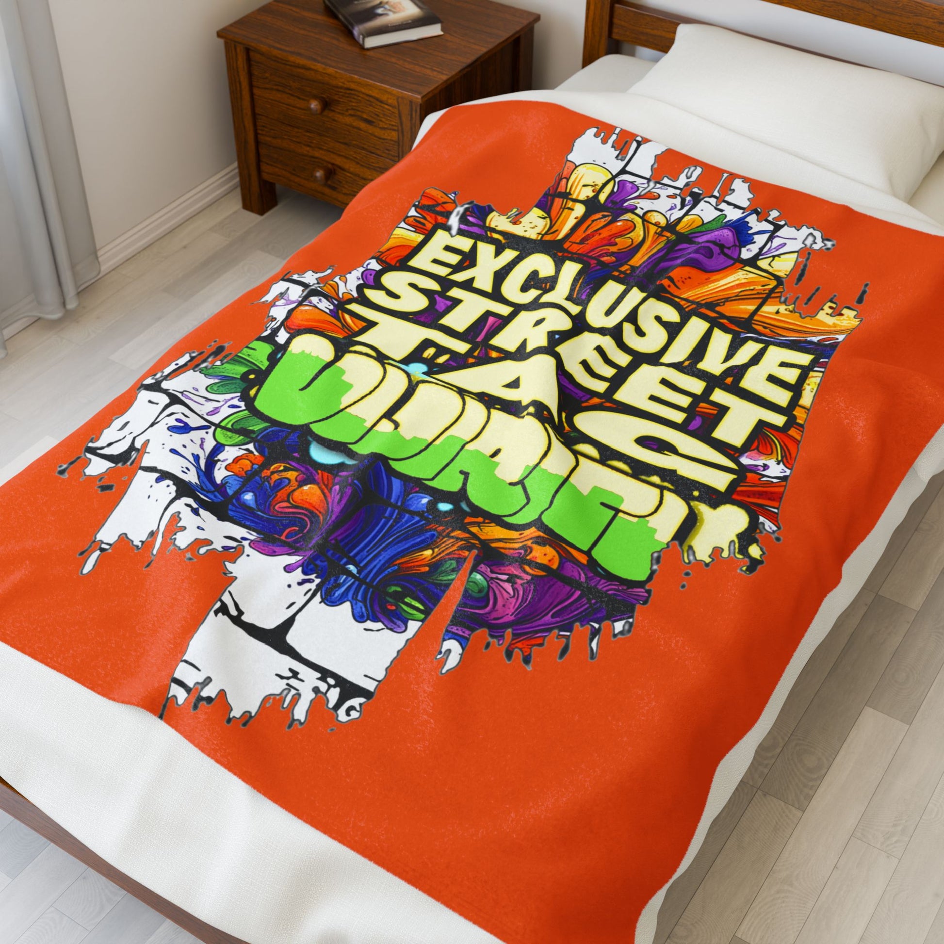 VIJIRITI Brand Velveteen Plush Blanket, Cozy Throw, Home Decor, Gift for Street Art Lovers, Unique Bedspread, Colorful Blanket