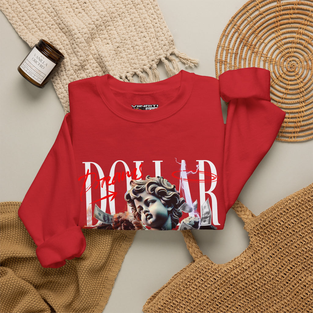 Crewneck Sweatshirt — 'Dollar' Statue Collage Graphic