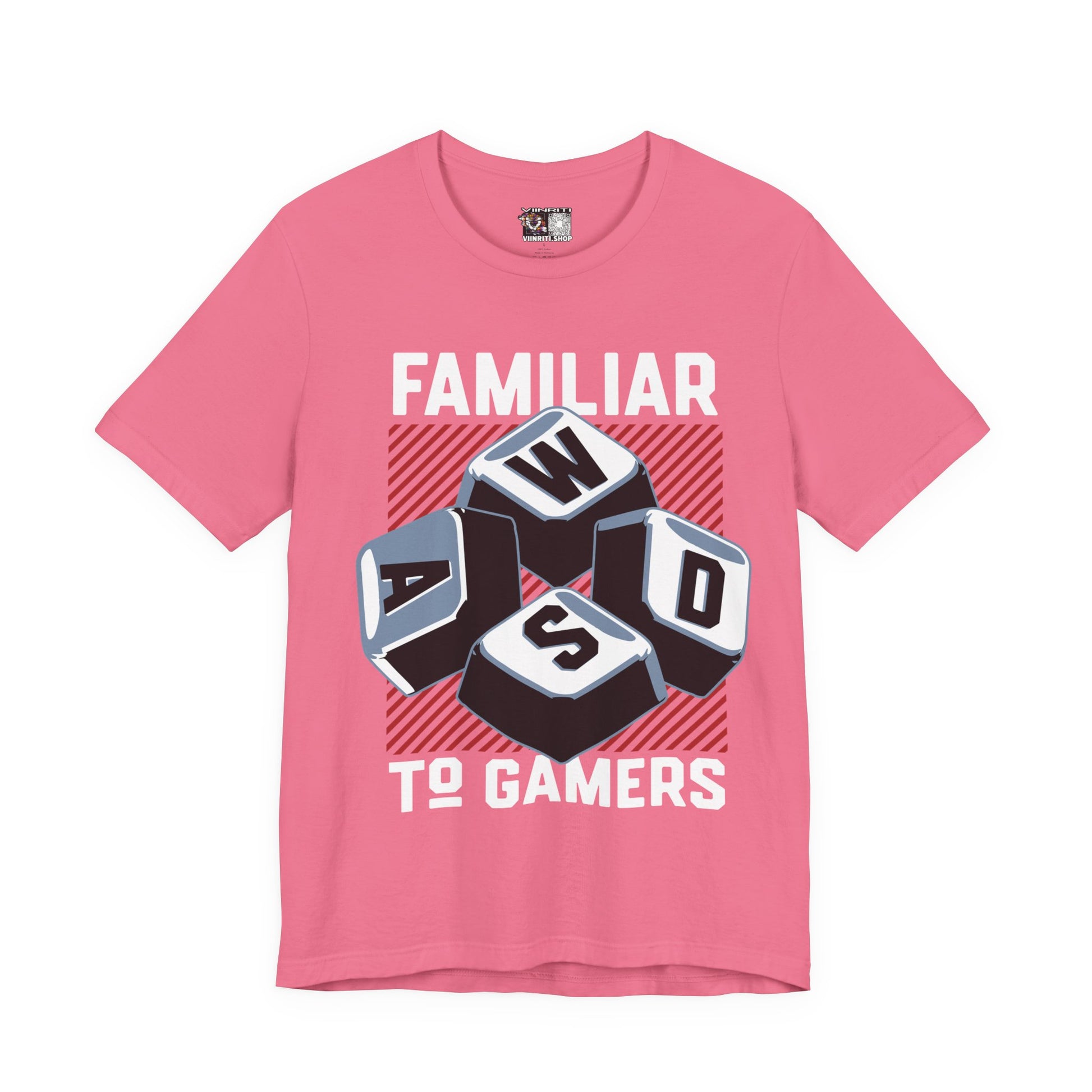 ""Gamer WASD Keys T‑Shirt — "Familiar to Gamers" Retro Keycap Tee