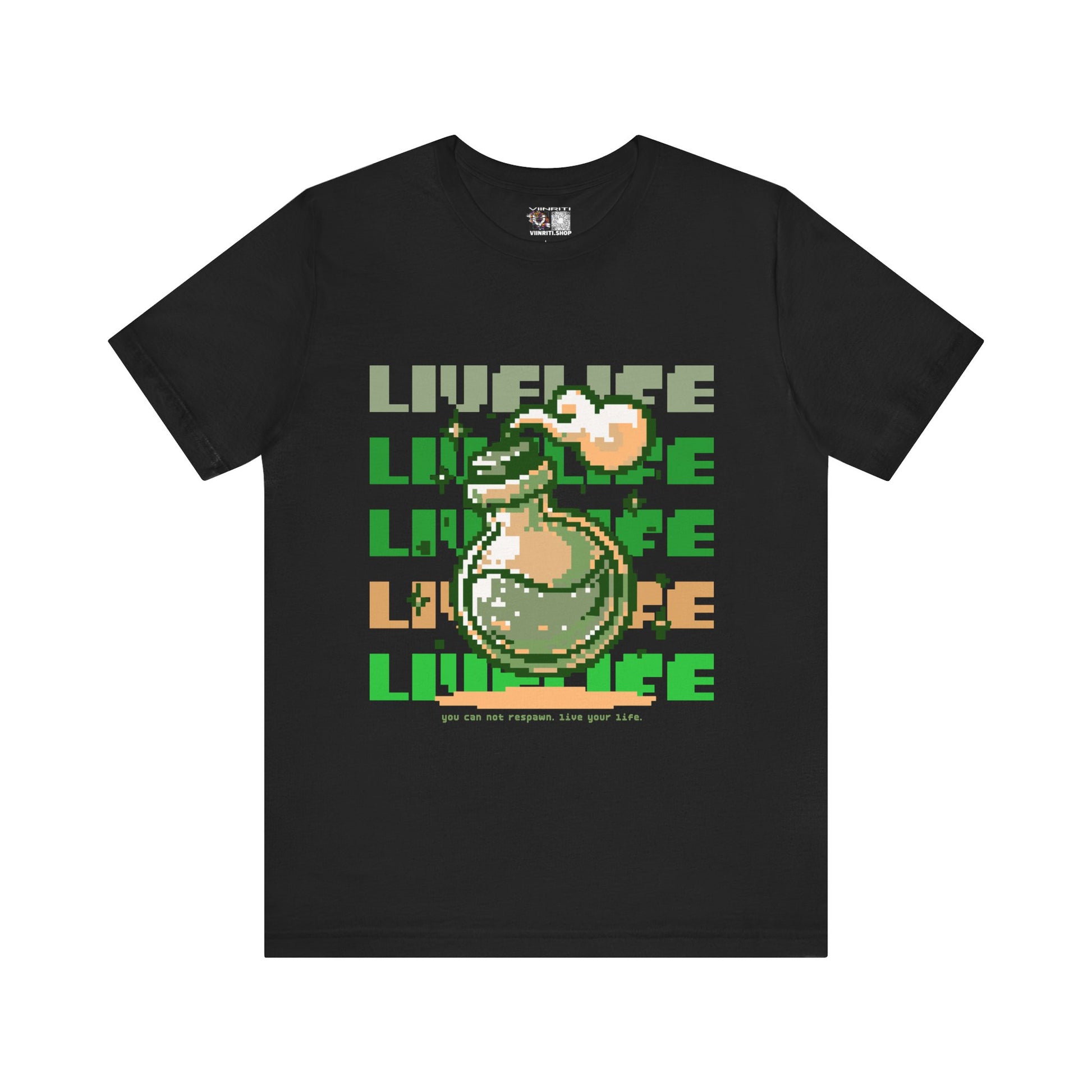 Live Life Pixel Frog Graphic Tee — Retro Gaming Nature T-Shirt