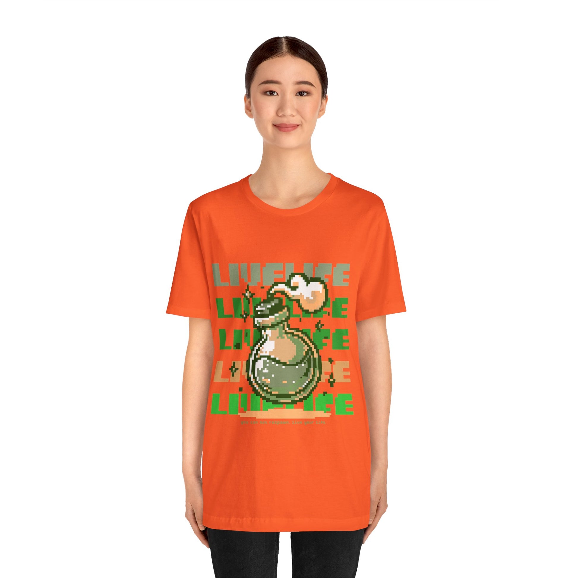 Live Life Pixel Frog Graphic Tee — Retro Gaming Nature T-Shirt