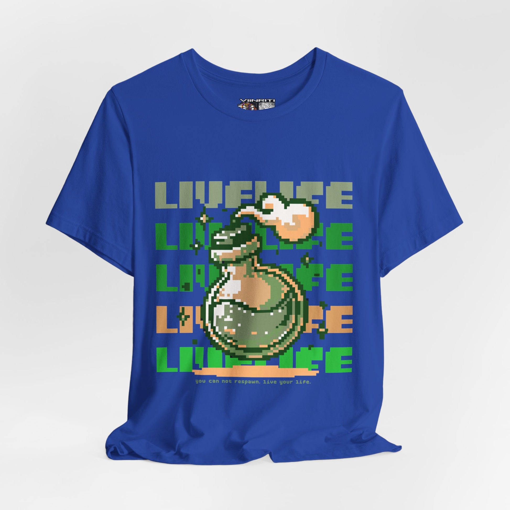 Live Life Pixel Frog Graphic Tee — Retro Gaming Nature T-Shirt
