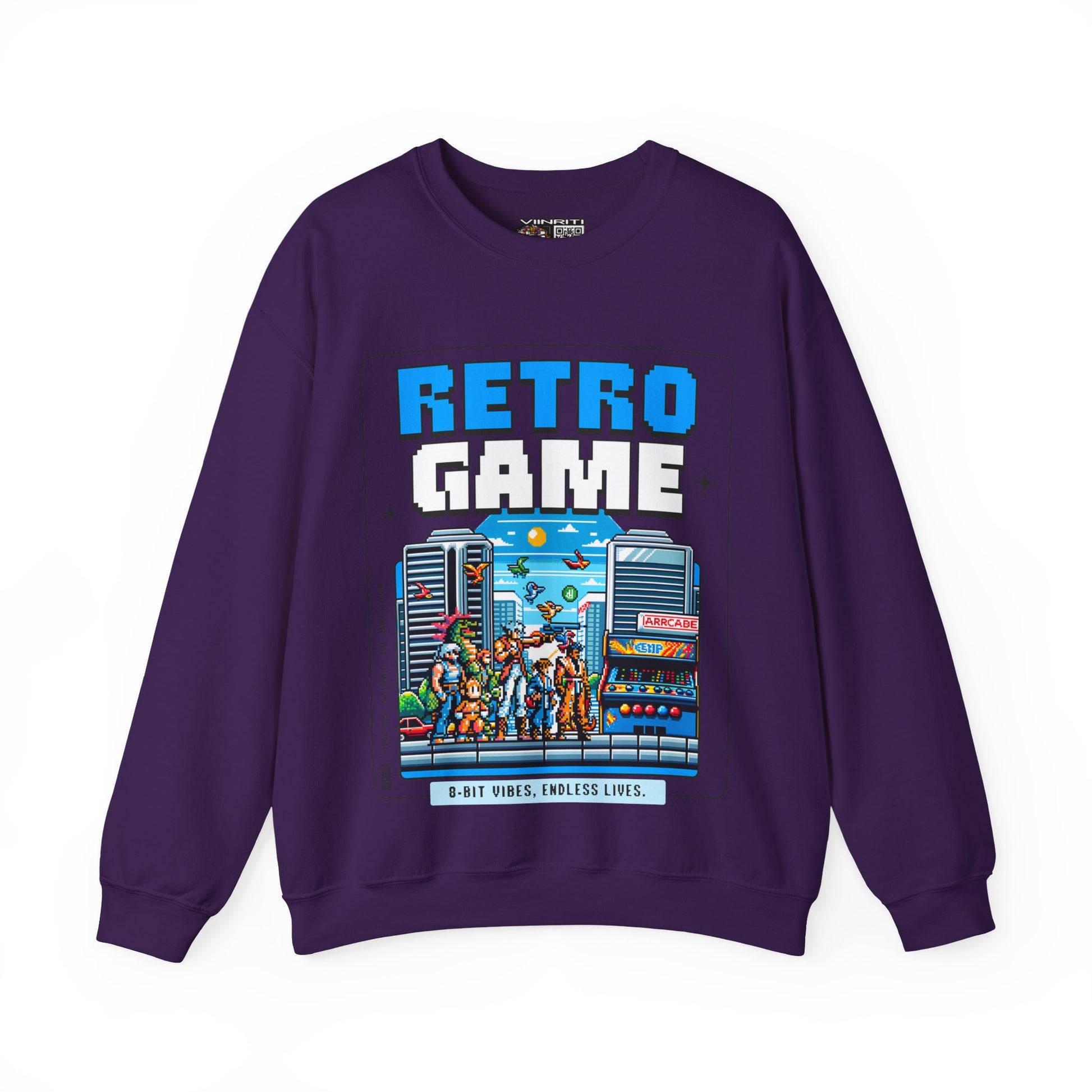 Retro Game Sweatshirt — Vintage 8-Bit Arcade Graphic Crewneck
