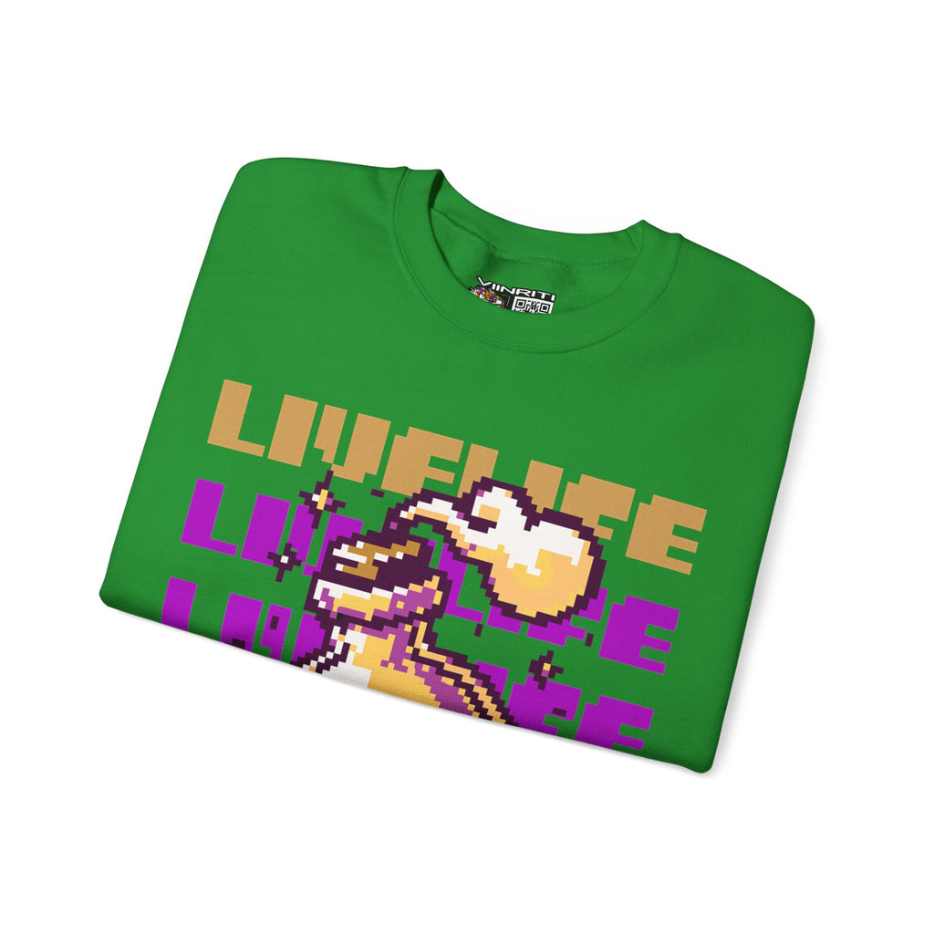 Crewneck Sweatshirt — Pixel Potion 'LIFE' Retro Gaming Graphic