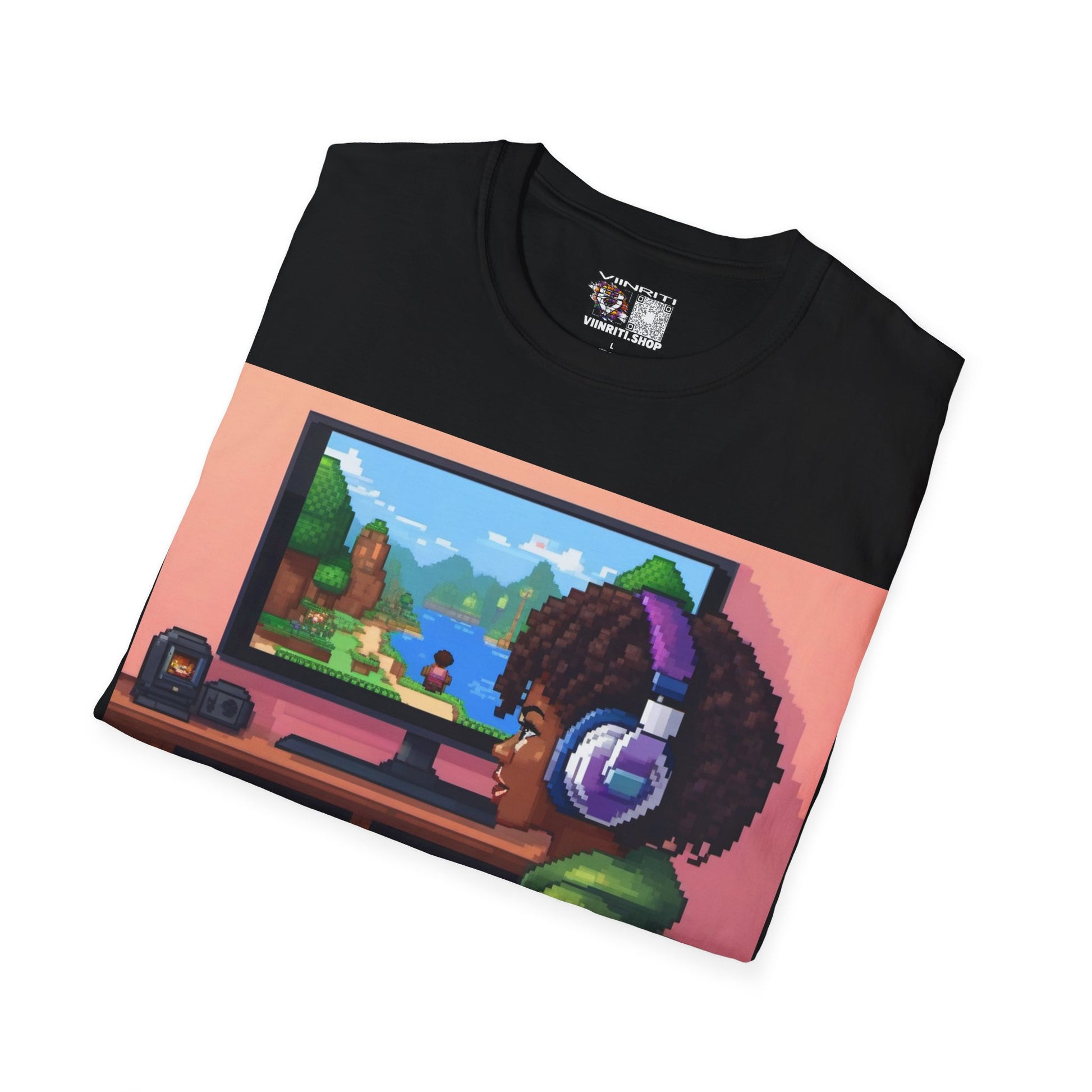 Girl Gamer T-Shirt — Retro Pixel Art ‘GIRL GAMER HERE!’ Tee for Female Gamers