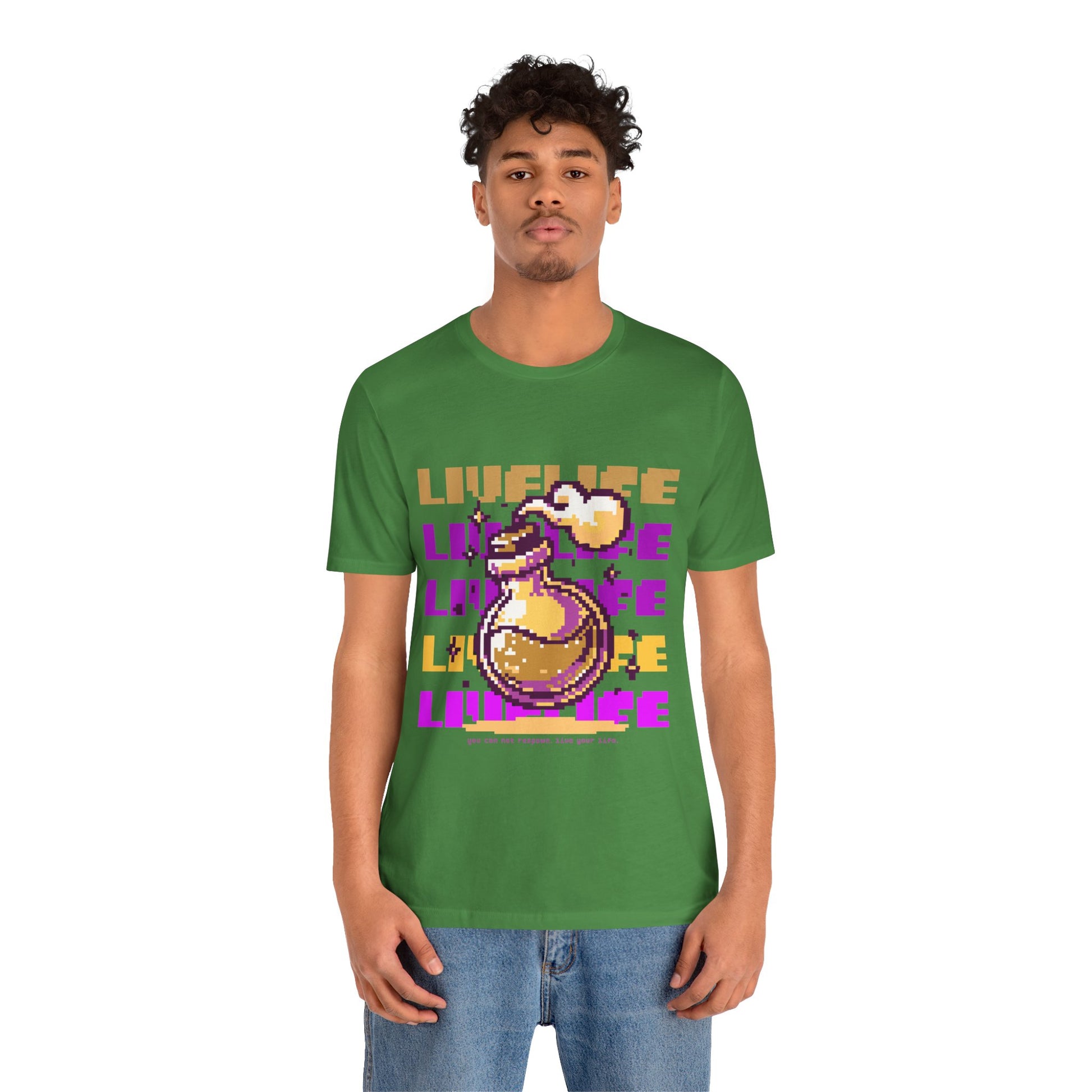 Live Life Pixel Frog Graphic Tee — Retro Gaming Nature T-Shirt