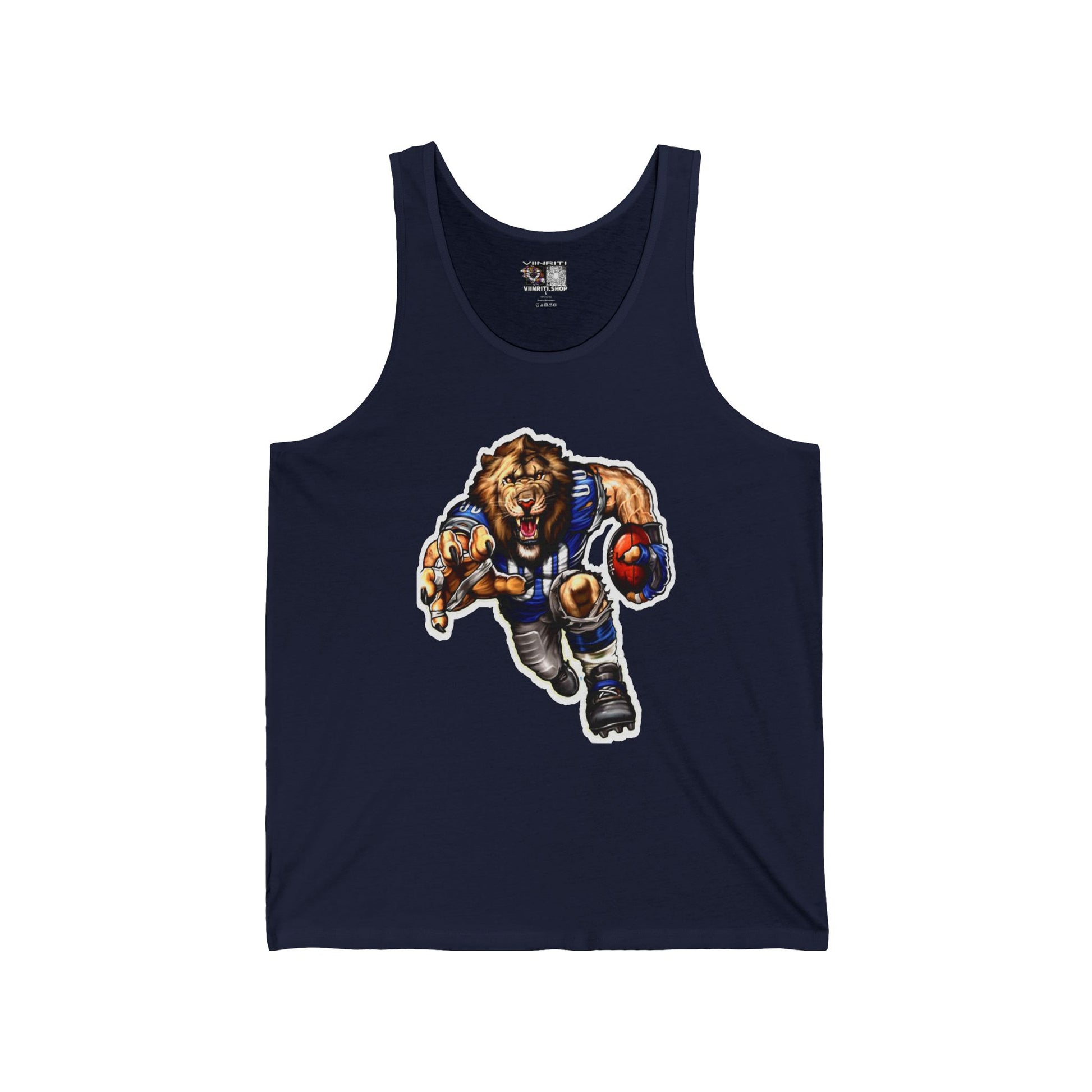 Lion Football Player Tank Top — Athletic Mascot Graphic Jersey Tank