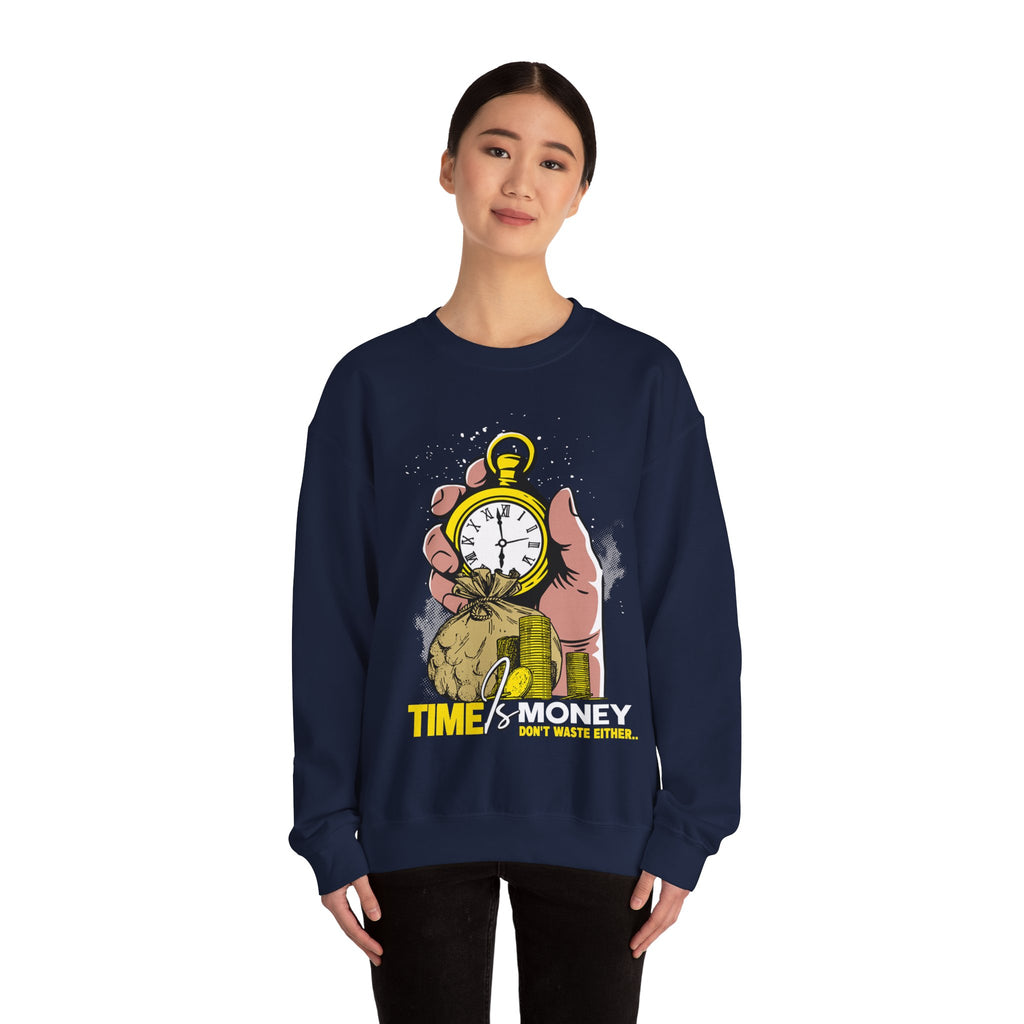 Time Is Money Crewneck Sweatshirt — Vintage Pocket Watch Graphic