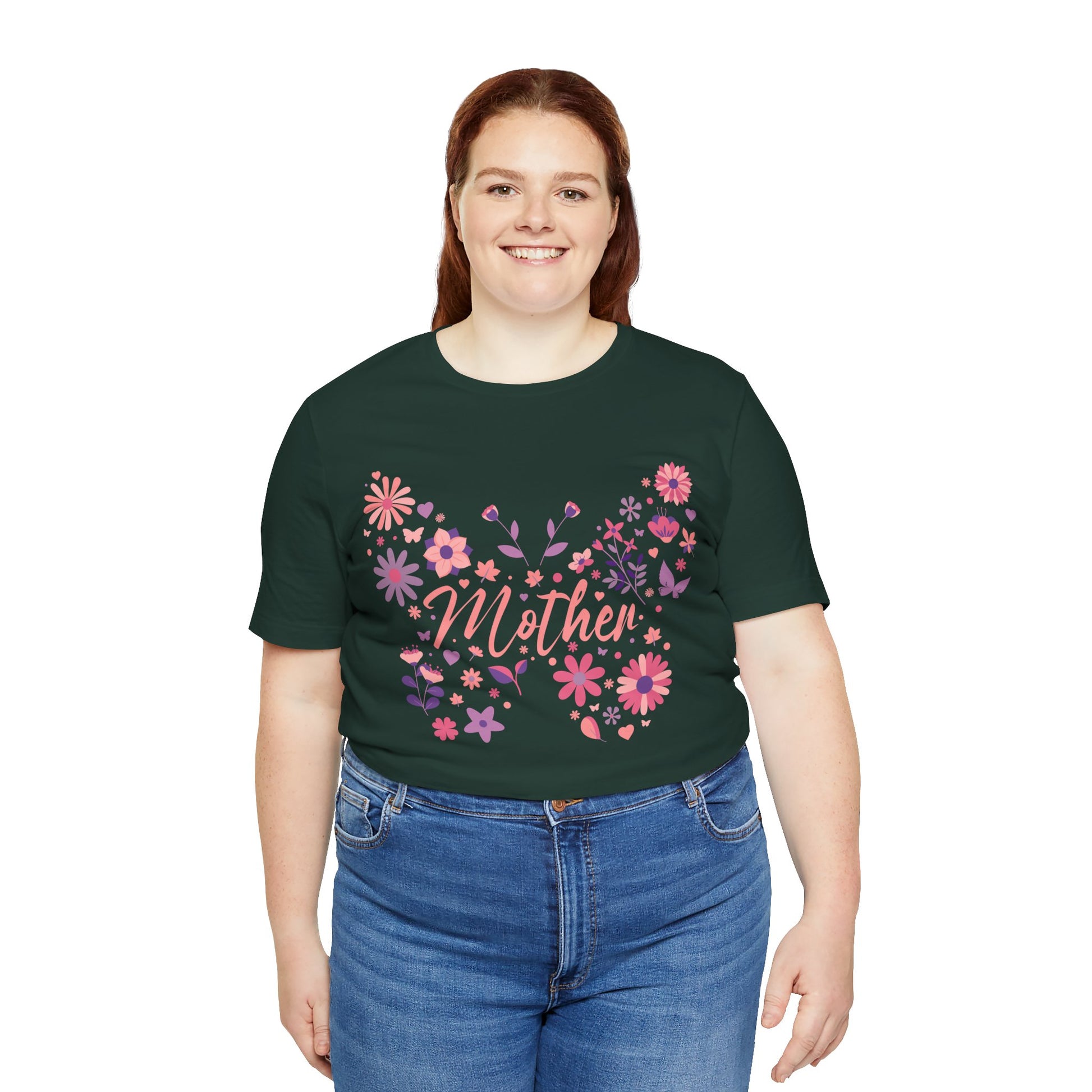 Butterfly Mother T-Shirt,Tee for Mom, Floral Gift, Birthday Present, Mother's Day Apparel, Cute Butterfly Design