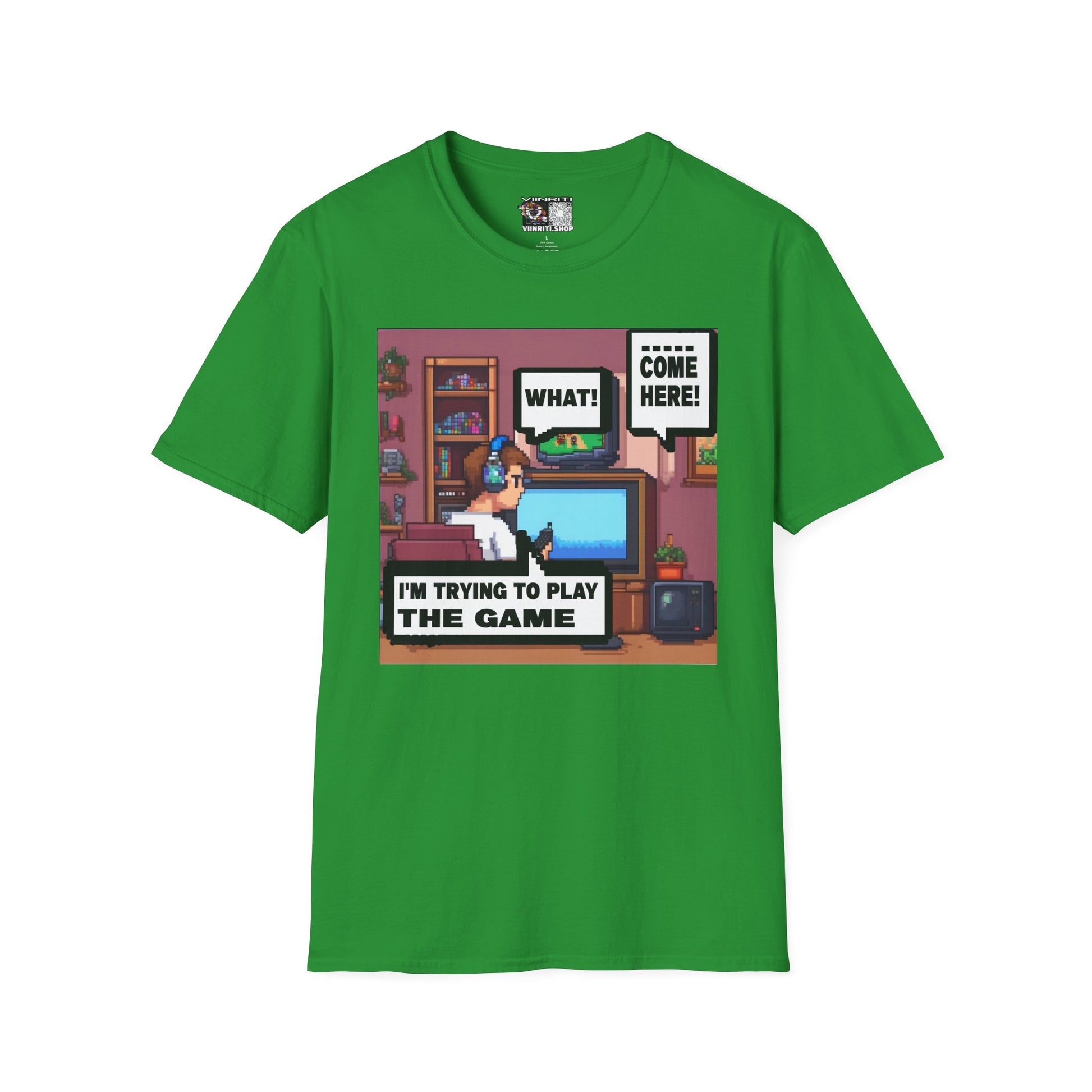 Gamer Room T-Shirt — "I'm Trying to Play the Game" Retro Pixel Art Tee