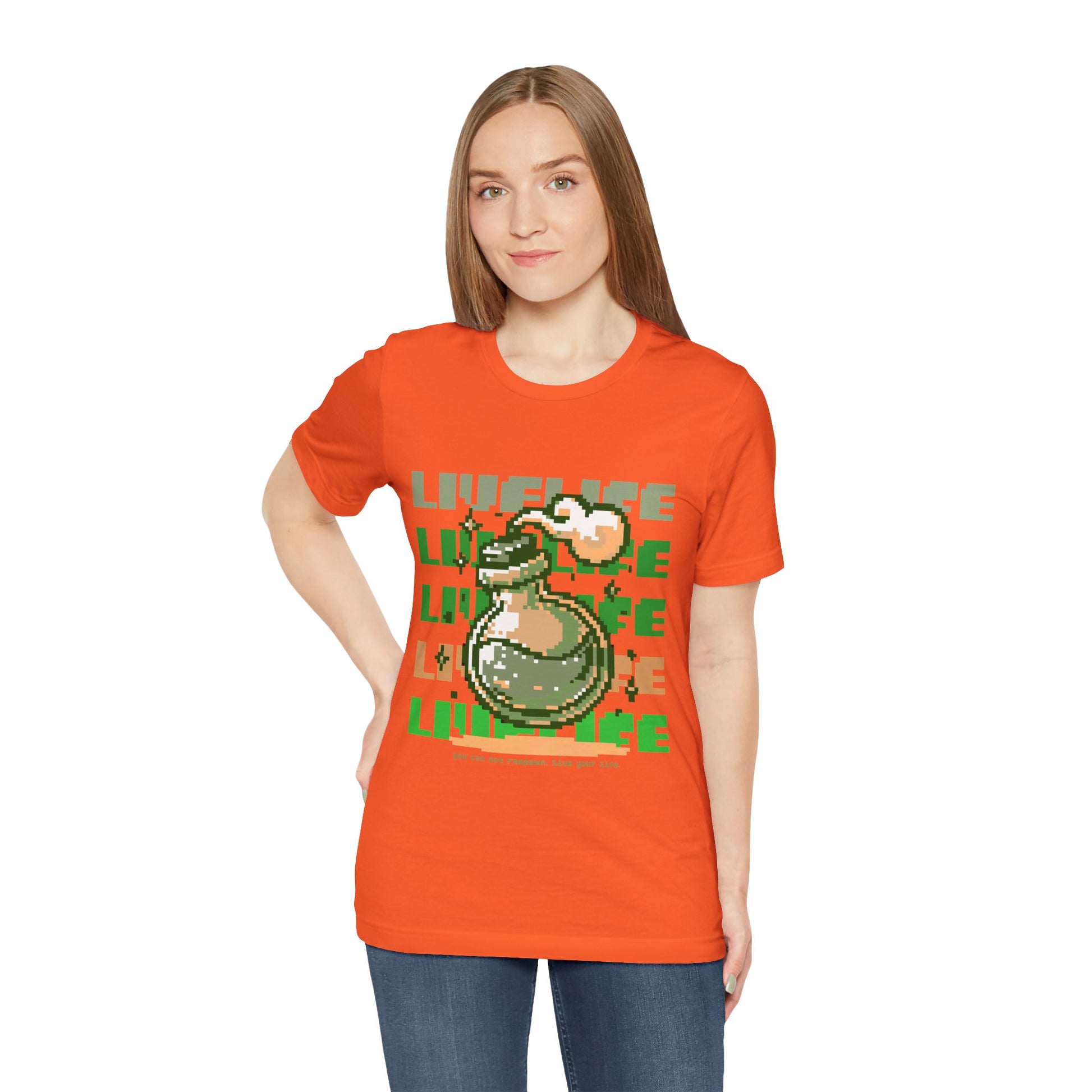 Live Life Pixel Frog Graphic Tee — Retro Gaming Nature T-Shirt