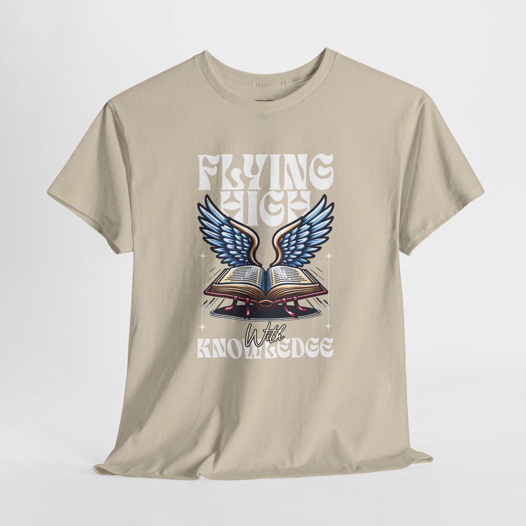 ""Flying High Knowledge T-Shirt — Vintage Winged Book Graphic Tee