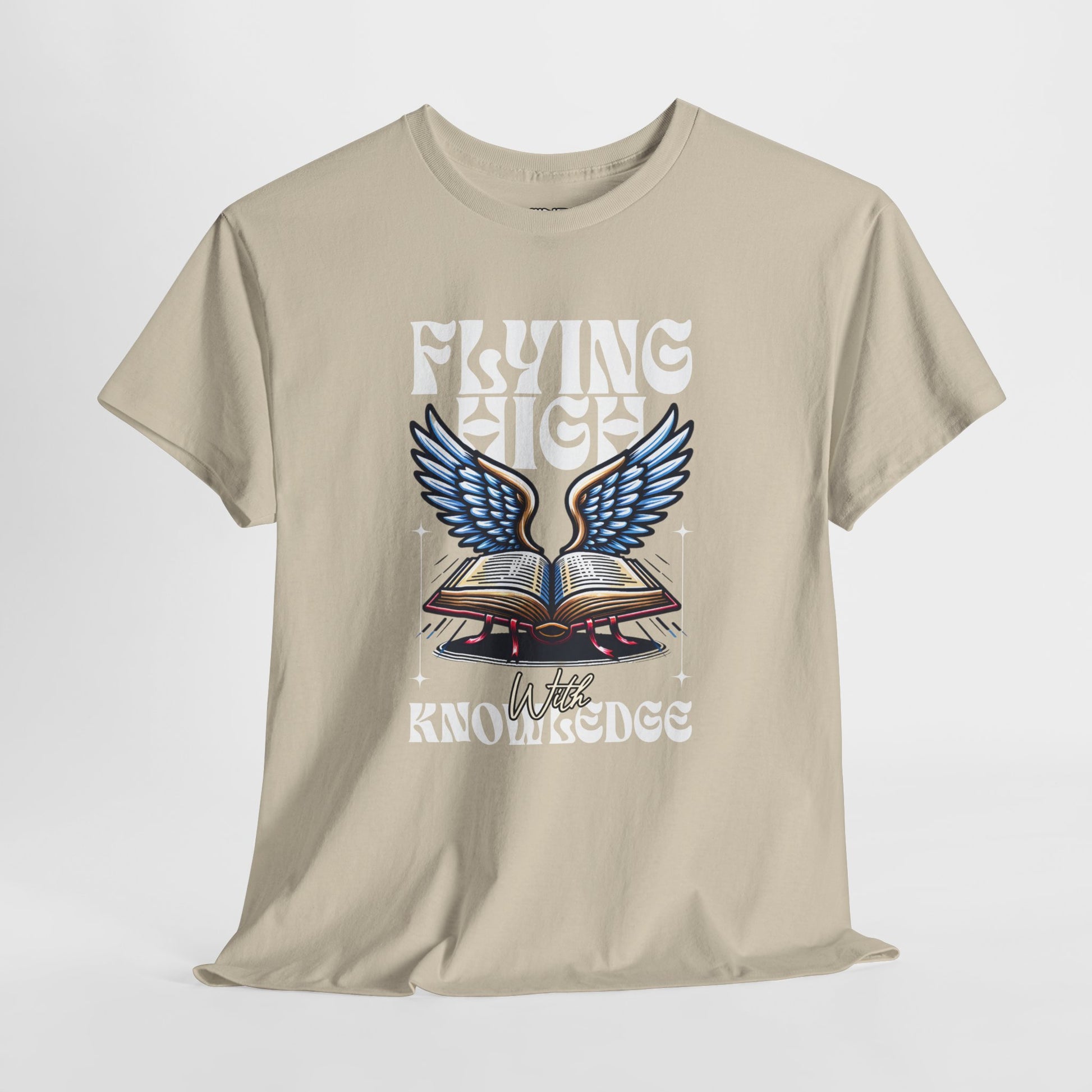 ""Flying High Knowledge T-Shirt — Vintage Winged Book Graphic Tee