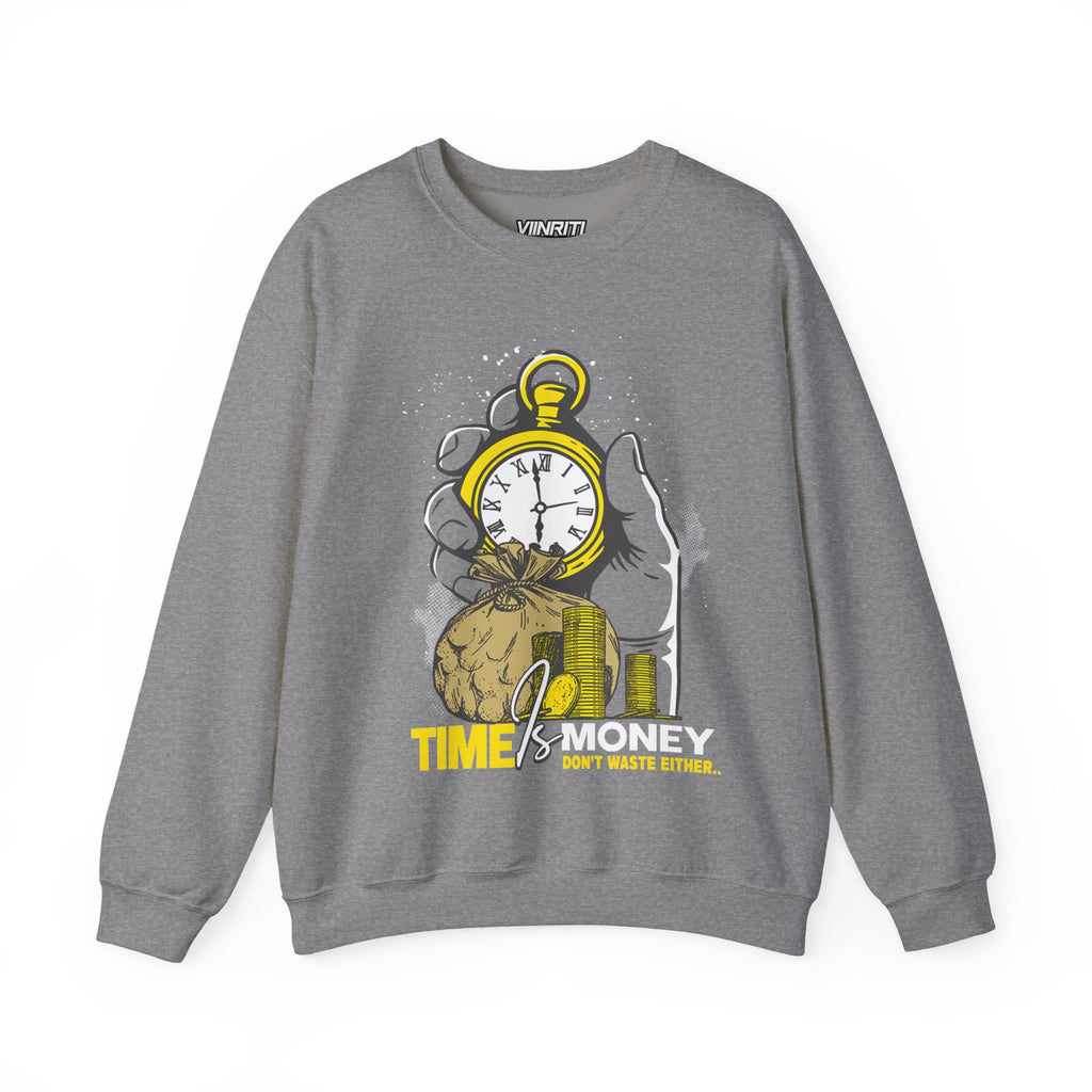 Time Is Money Crewneck Sweatshirt — Vintage Pocket Watch Graphic