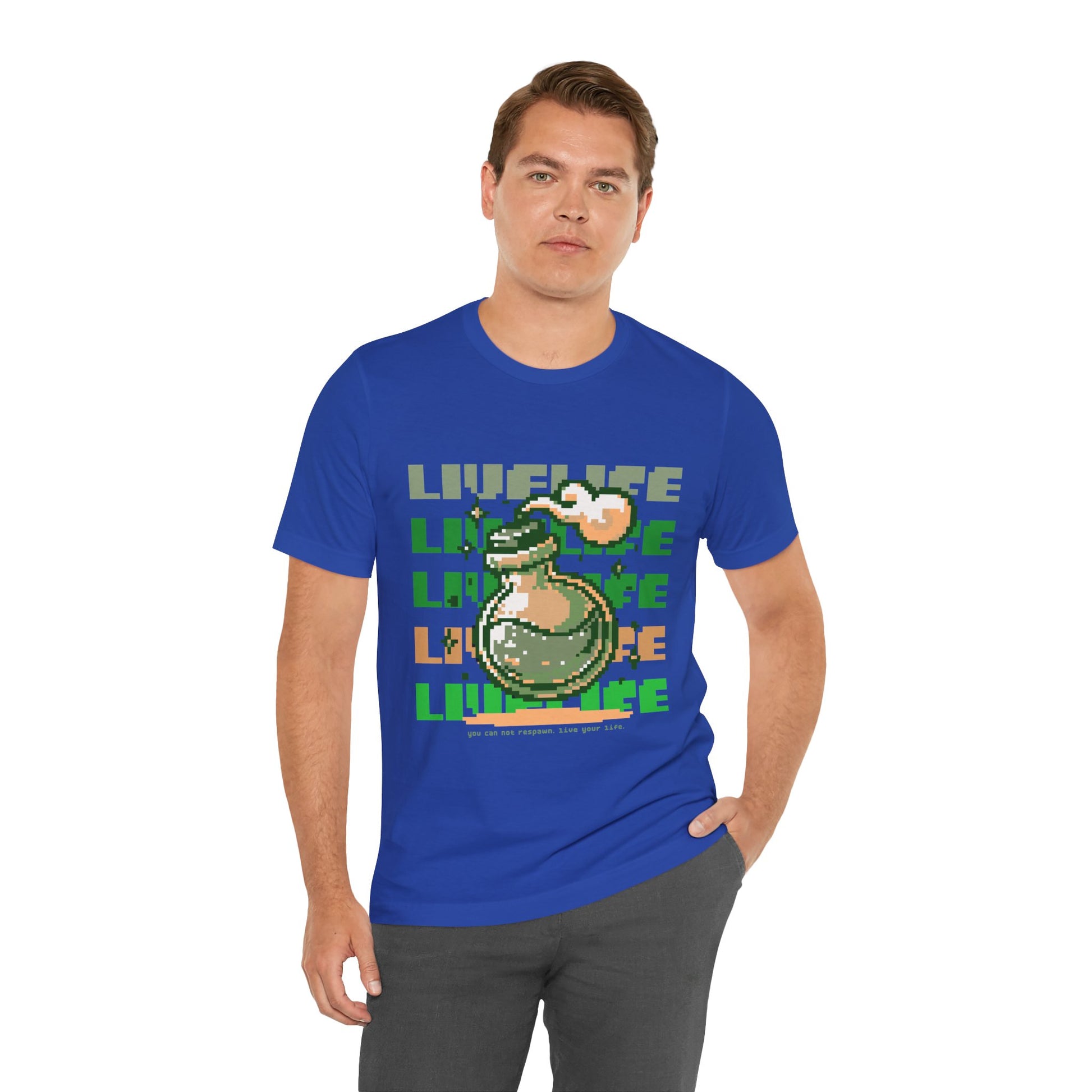 Live Life Pixel Frog Graphic Tee — Retro Gaming Nature T-Shirt