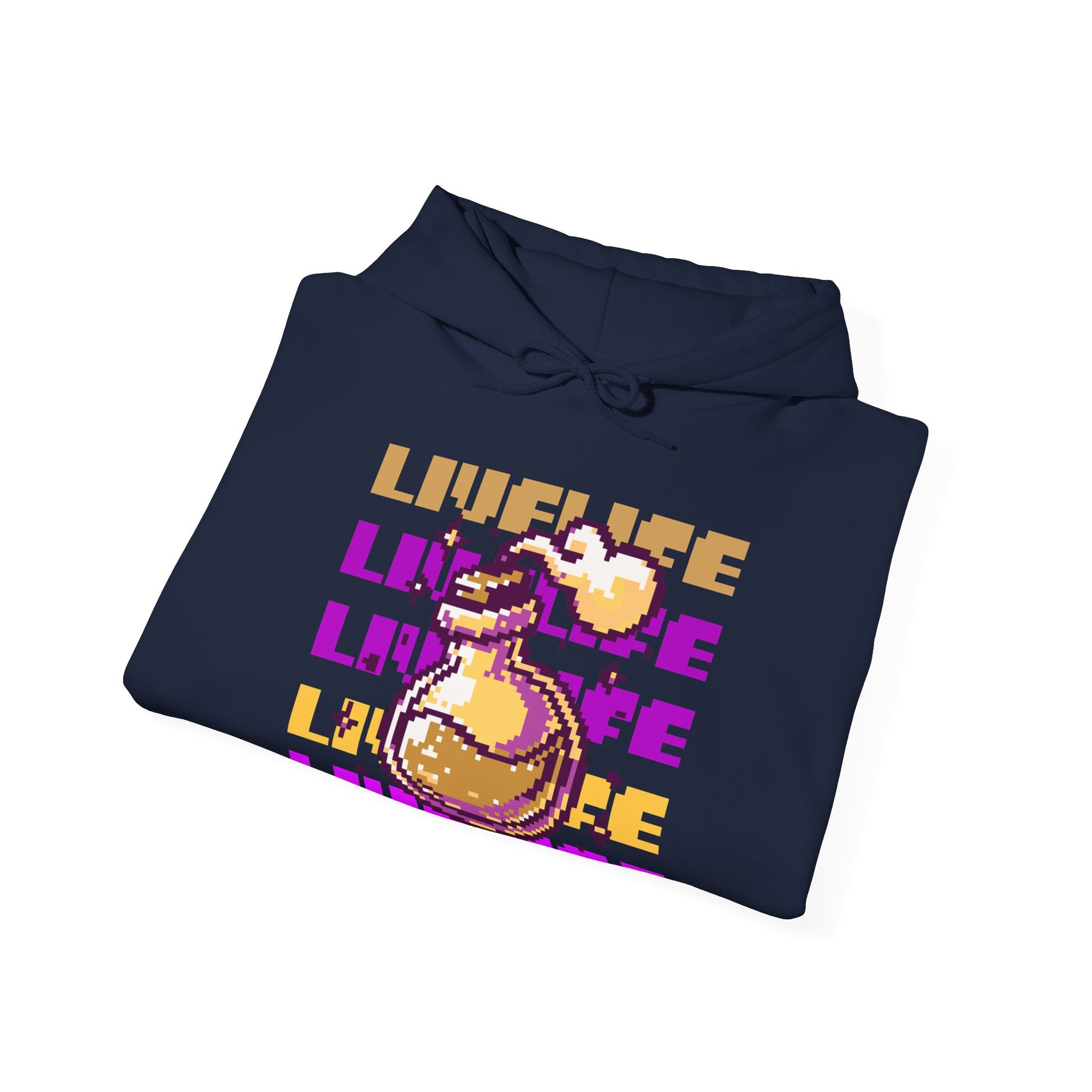 Live Life Dino Hoodie — Cute Retro Cartoon T-Rex Graphic Sweatshirt
