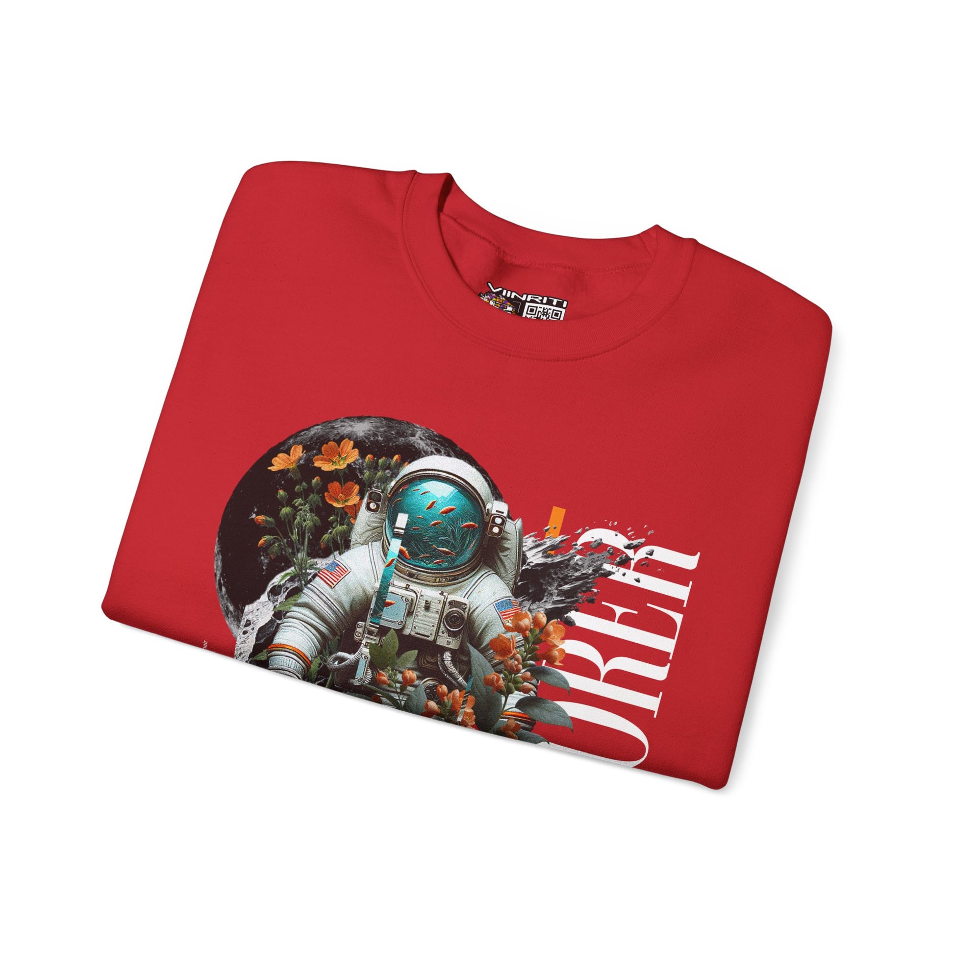 Astronaut Floral Crewneck Sweatshirt — Space Explorer Graphic Pullover