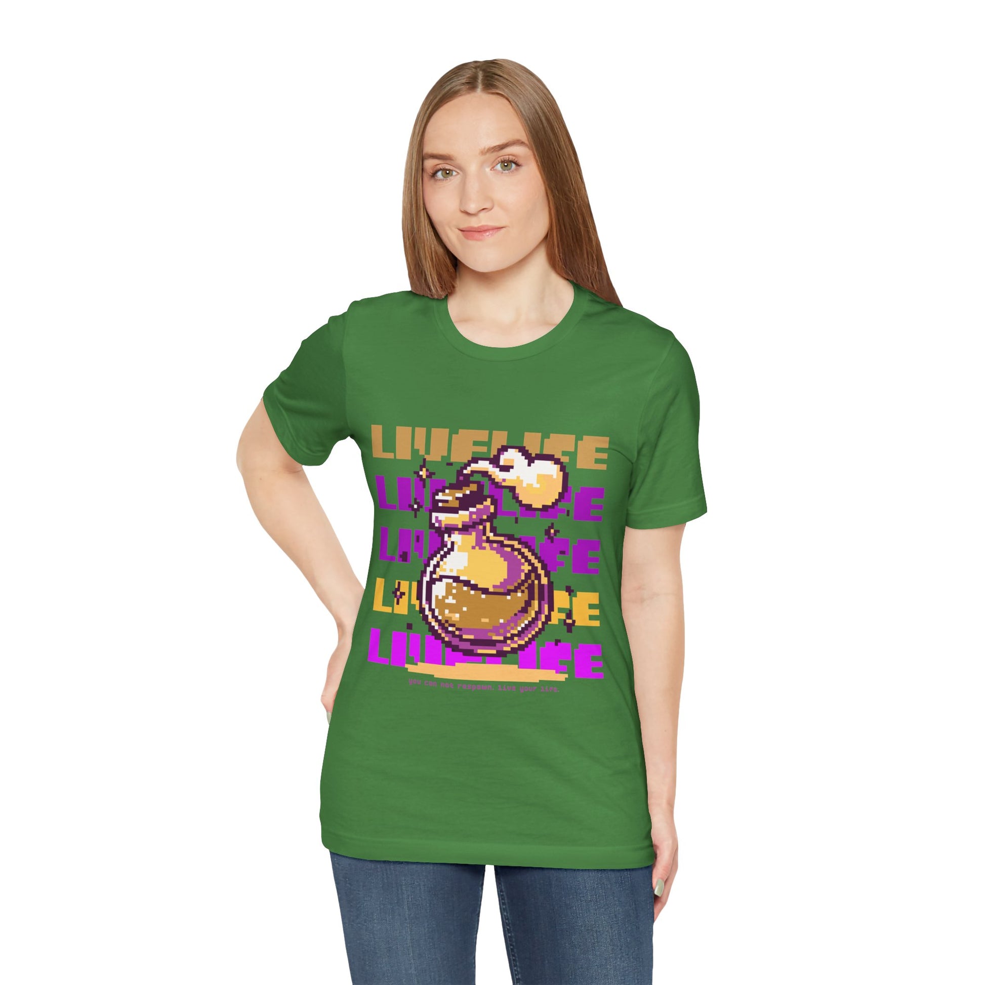 Live Life Pixel Frog Graphic Tee — Retro Gaming Nature T-Shirt