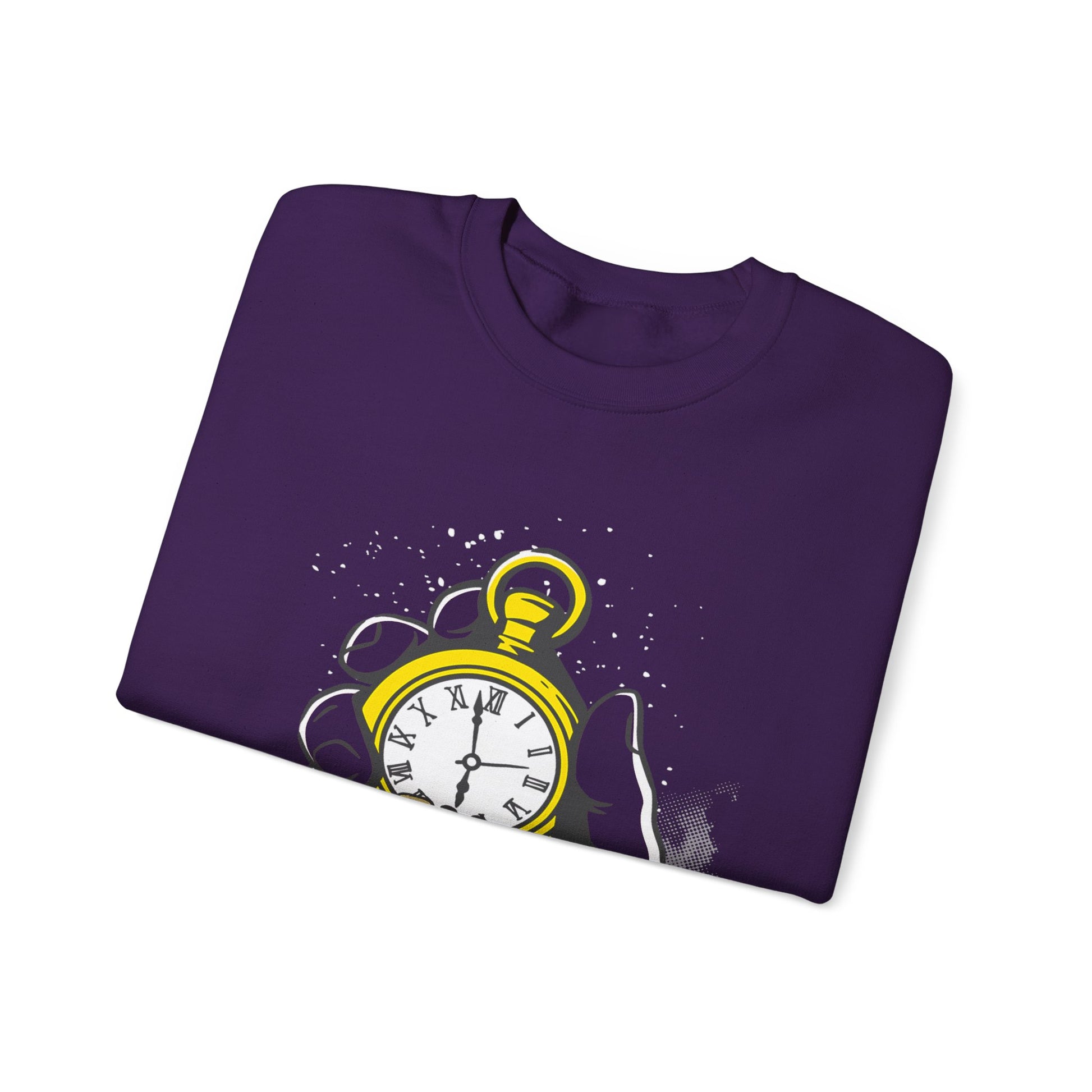 "Time Is Money" Graphic Pocket Watch & Coins Crewneck Sweatshirt -