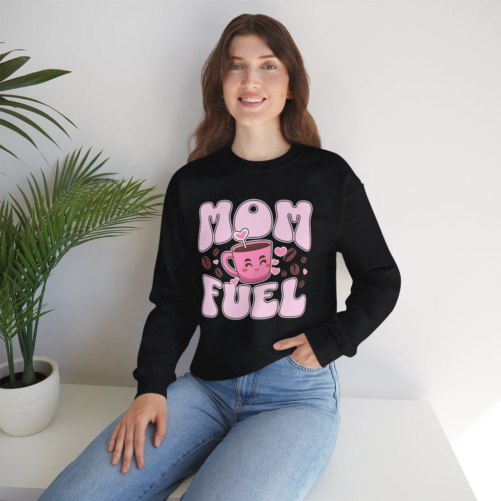 Mom Fuel Crewneck Sweatshirt - Cozy, Gift for Moms, Perfect for Mother's Day, Casual Wear, Coffee Lover's Clothing