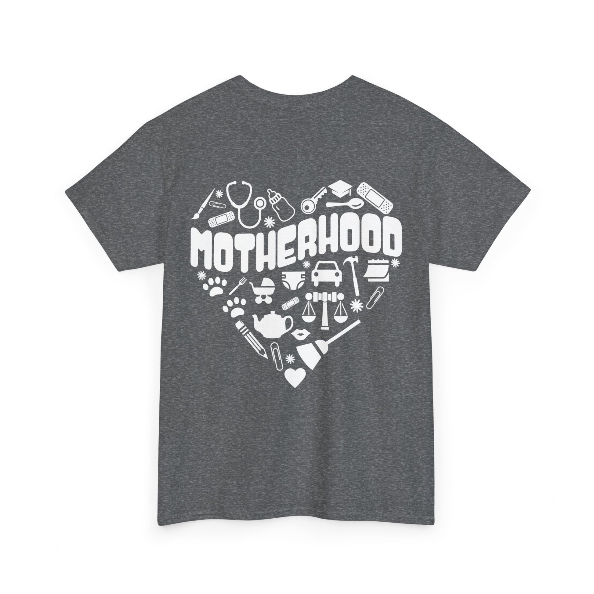 Motherhood Heart Tee — Mom Life Graphic T-Shirt