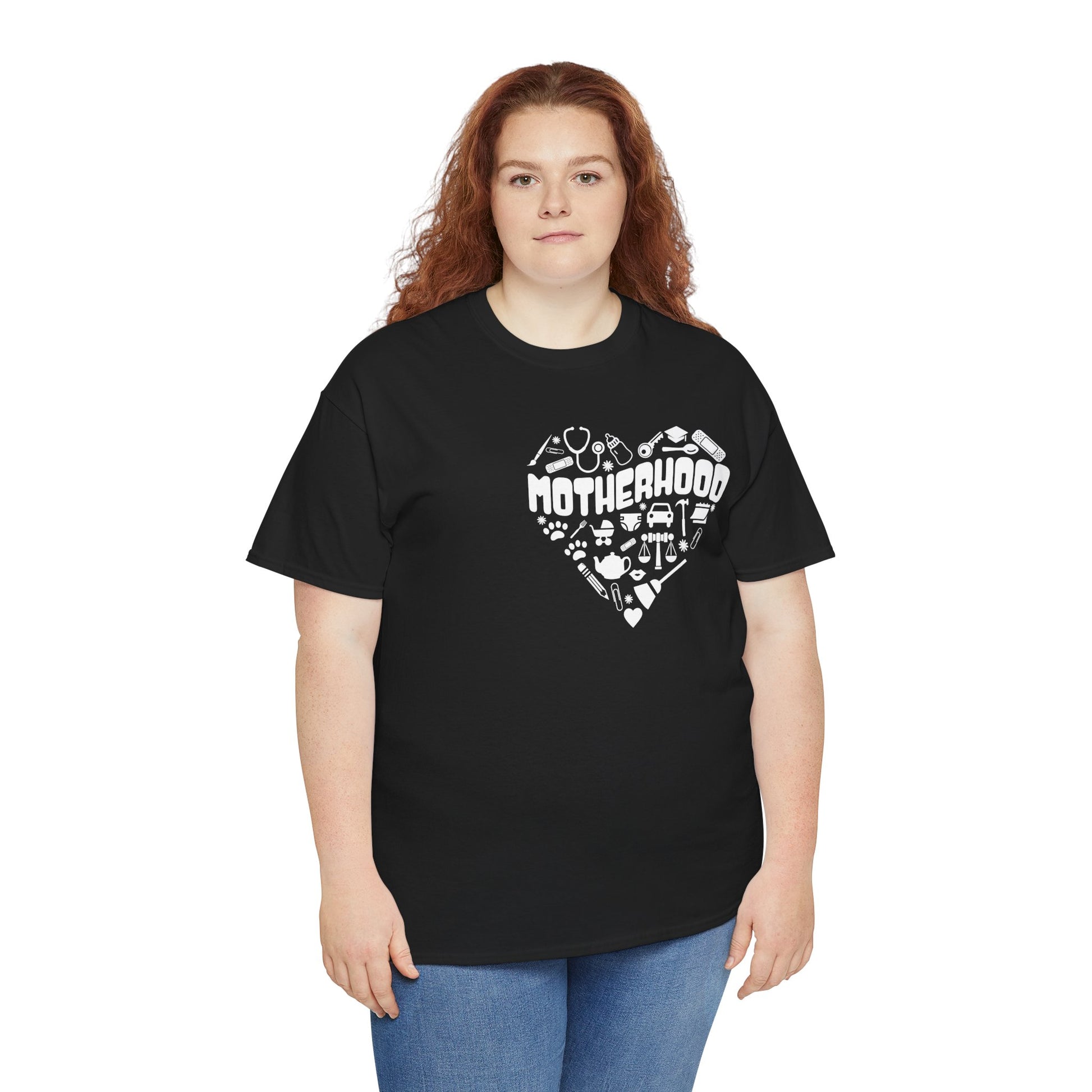 Motherhood Heart Tee — Mom Life Graphic T-Shirt