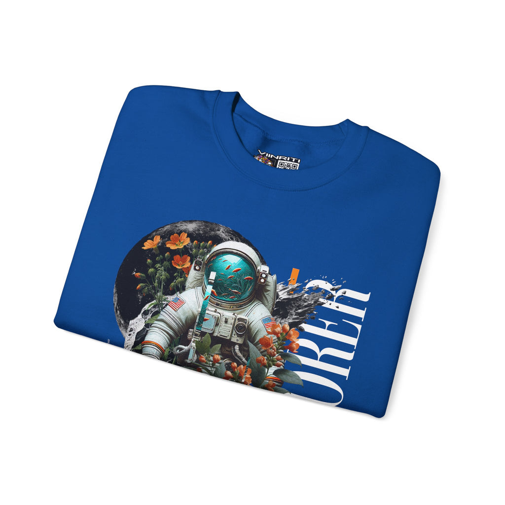 Astronaut Floral Crewneck Sweatshirt — Space Explorer Graphic Pullover
