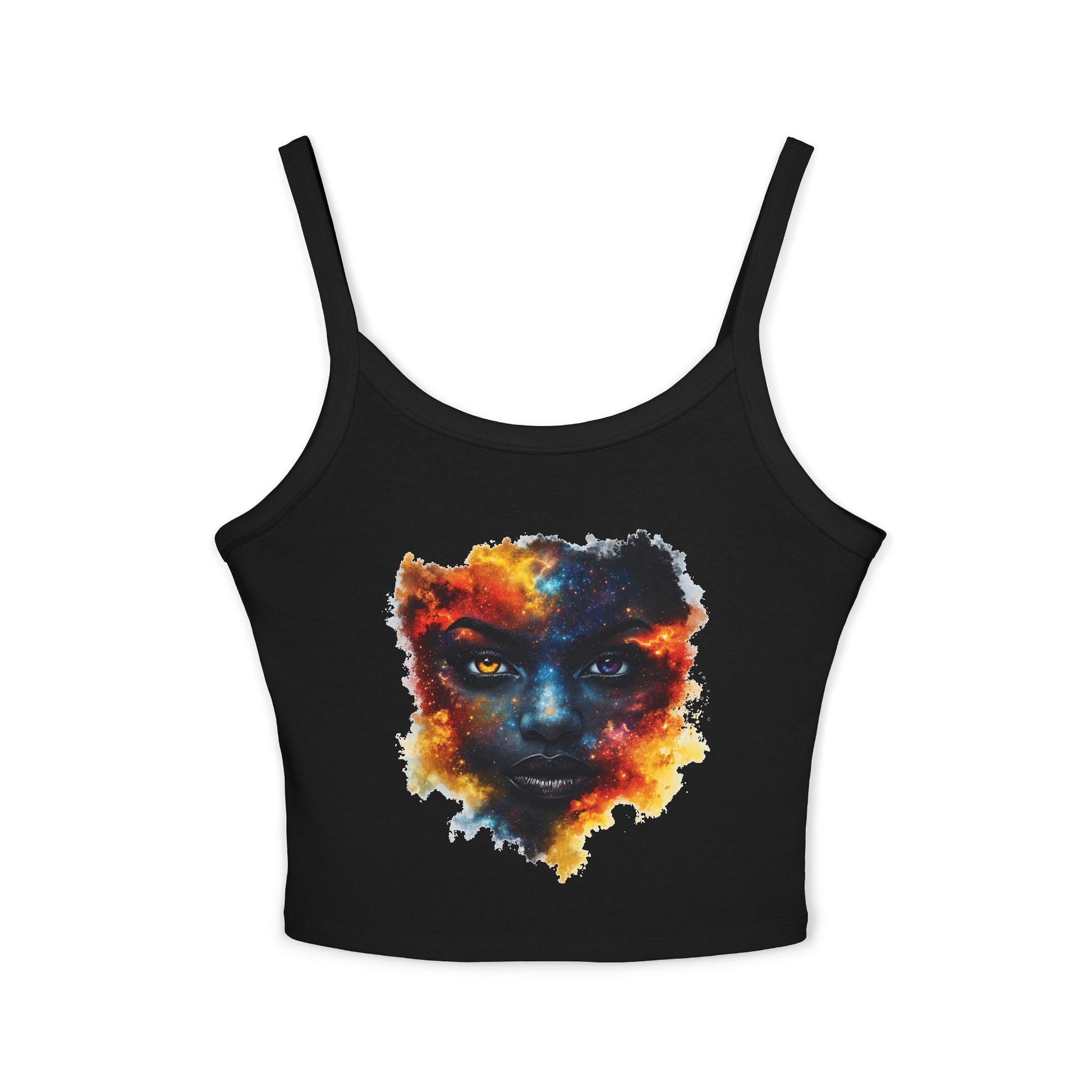 Cosmic Girl  Crop Tank Top — Abstract Galaxy Face Art