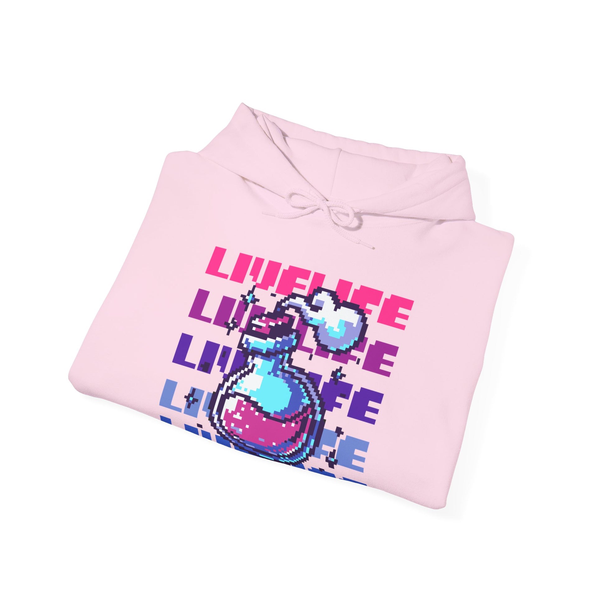 Live Life Dino Hoodie — Cute Retro Cartoon T-Rex Graphic Sweatshirt