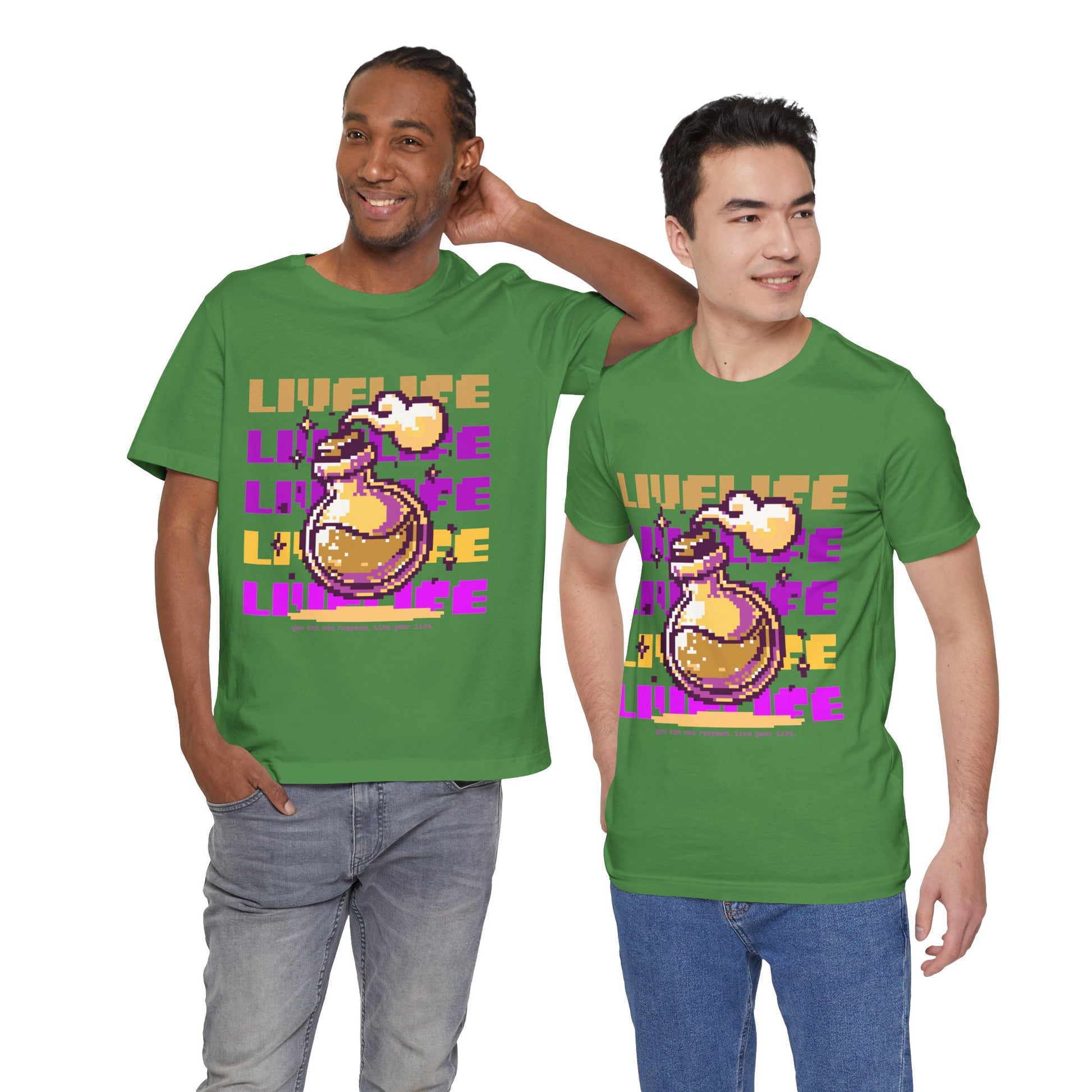 Live Life Pixel Frog Graphic Tee — Retro Gaming Nature T-Shirt