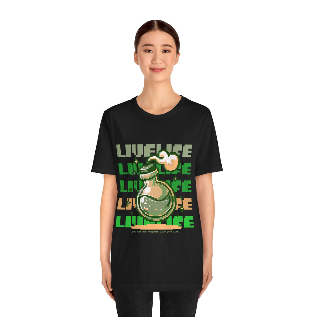Live Life Pixel Frog Graphic Tee — Retro Gaming Nature T-Shirt
