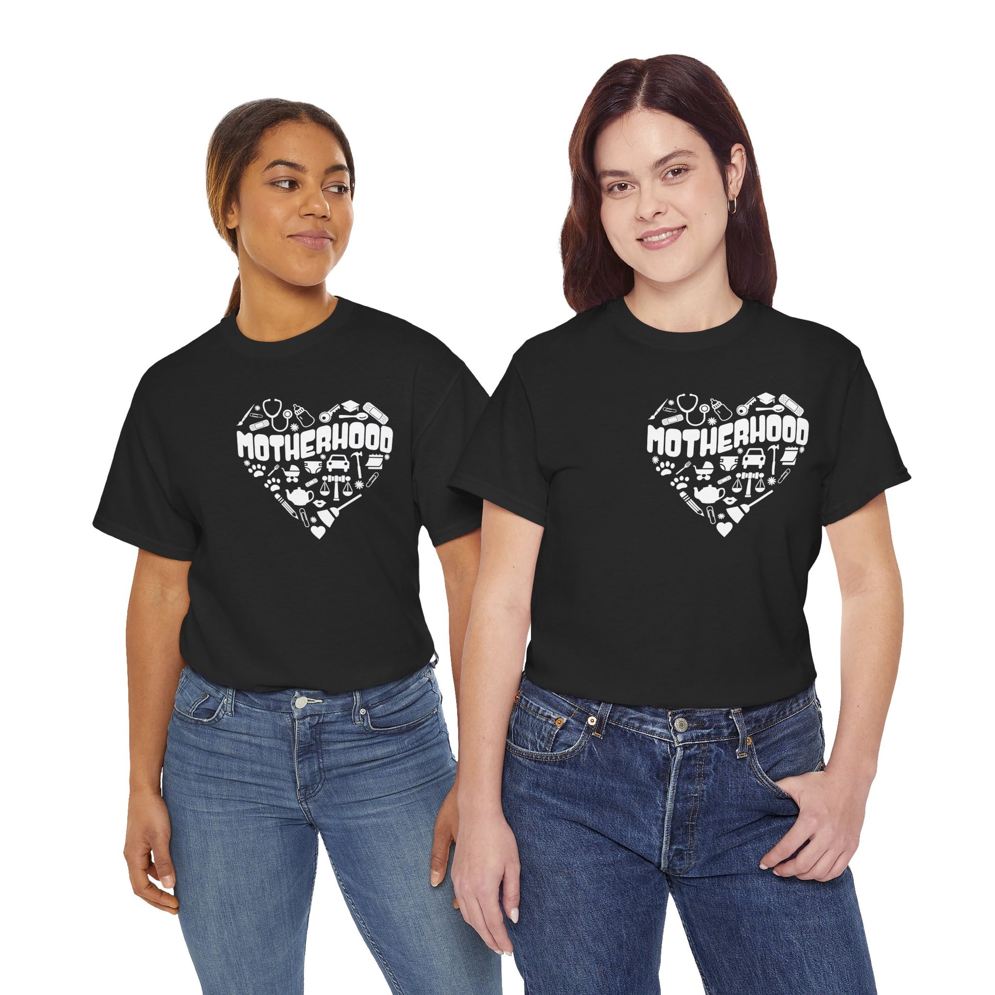 Motherhood Heart Tee — Mom Life Graphic T-Shirt