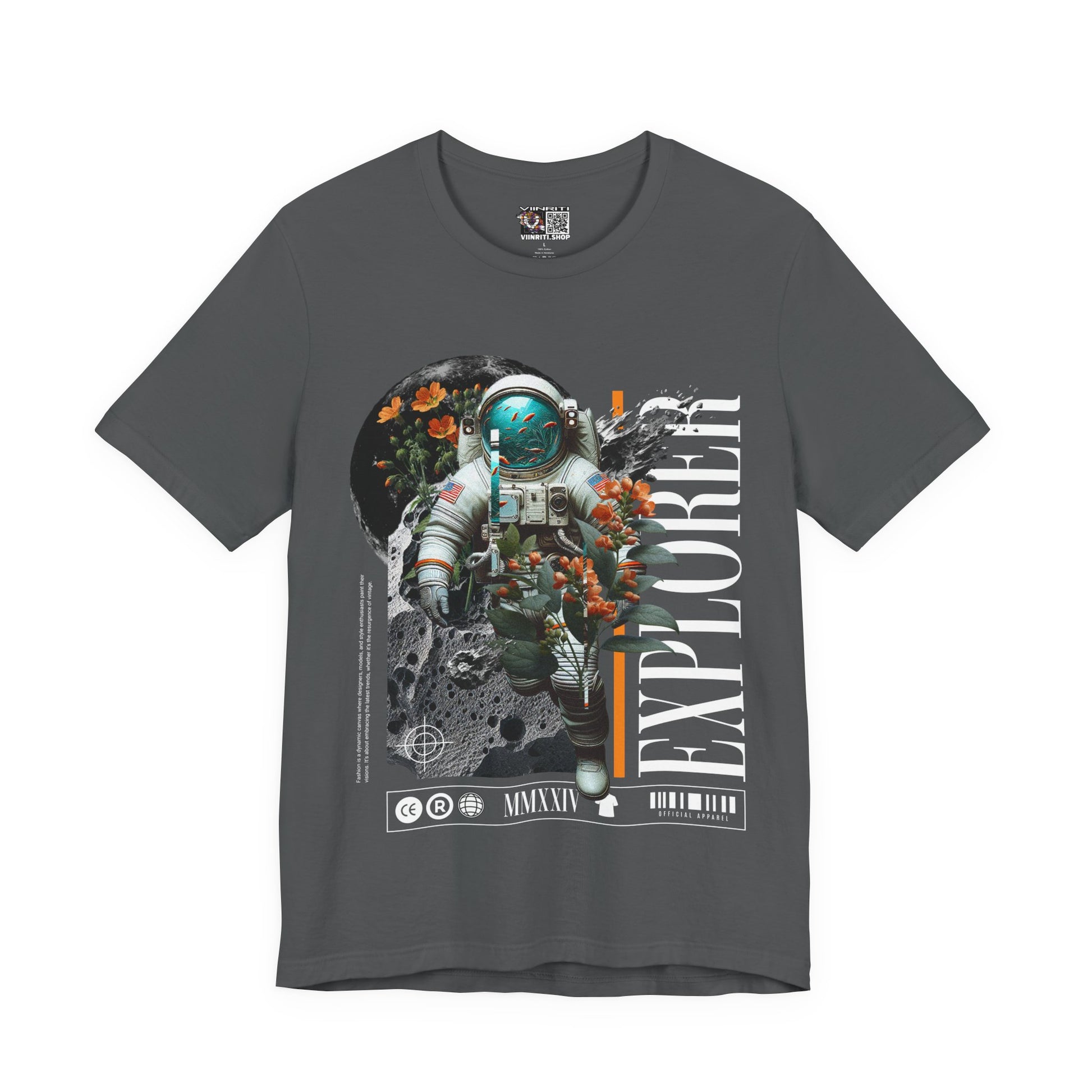 Astronaut Floral Tee — Space Explorer Graphic T-Shirt