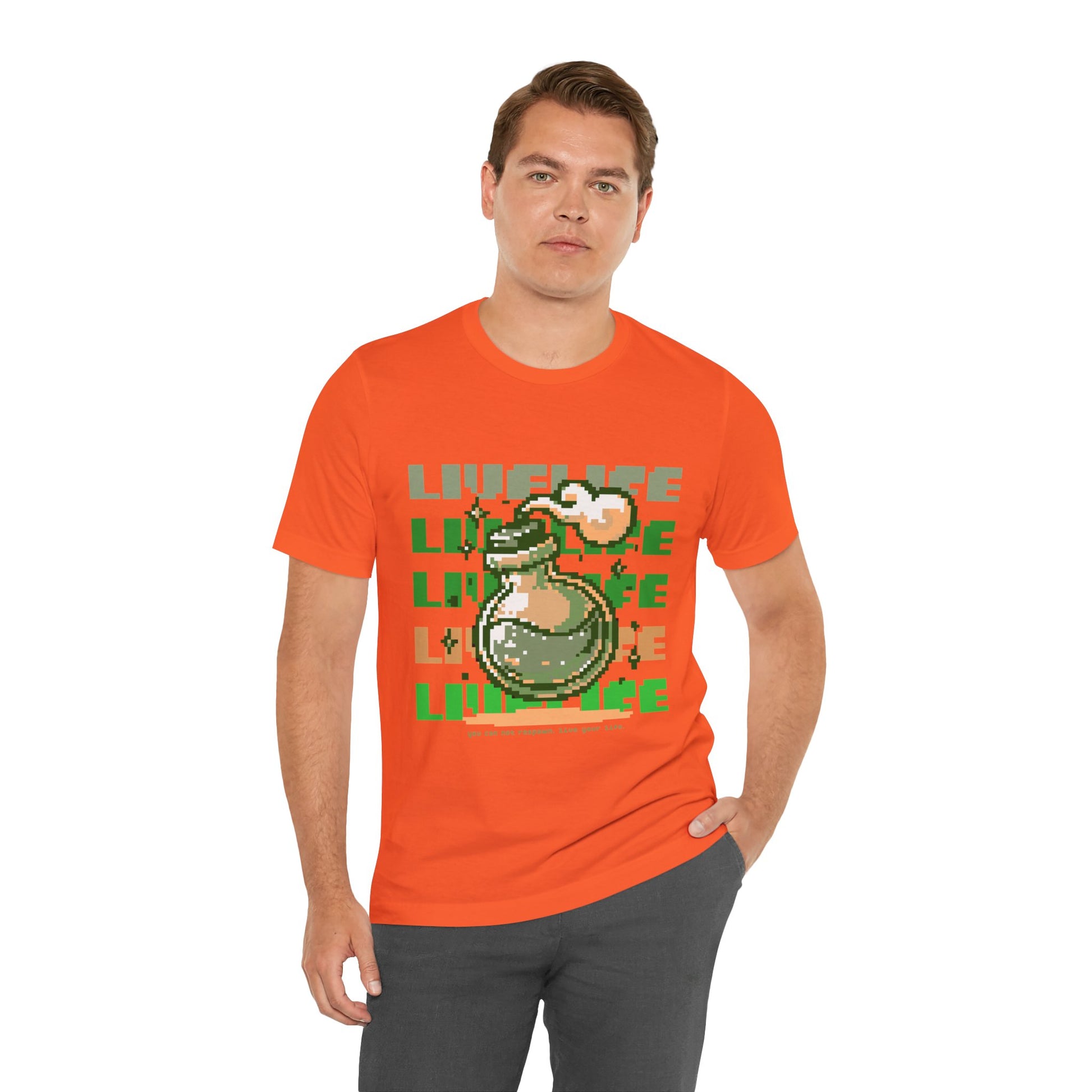 Live Life Pixel Frog Graphic Tee — Retro Gaming Nature T-Shirt