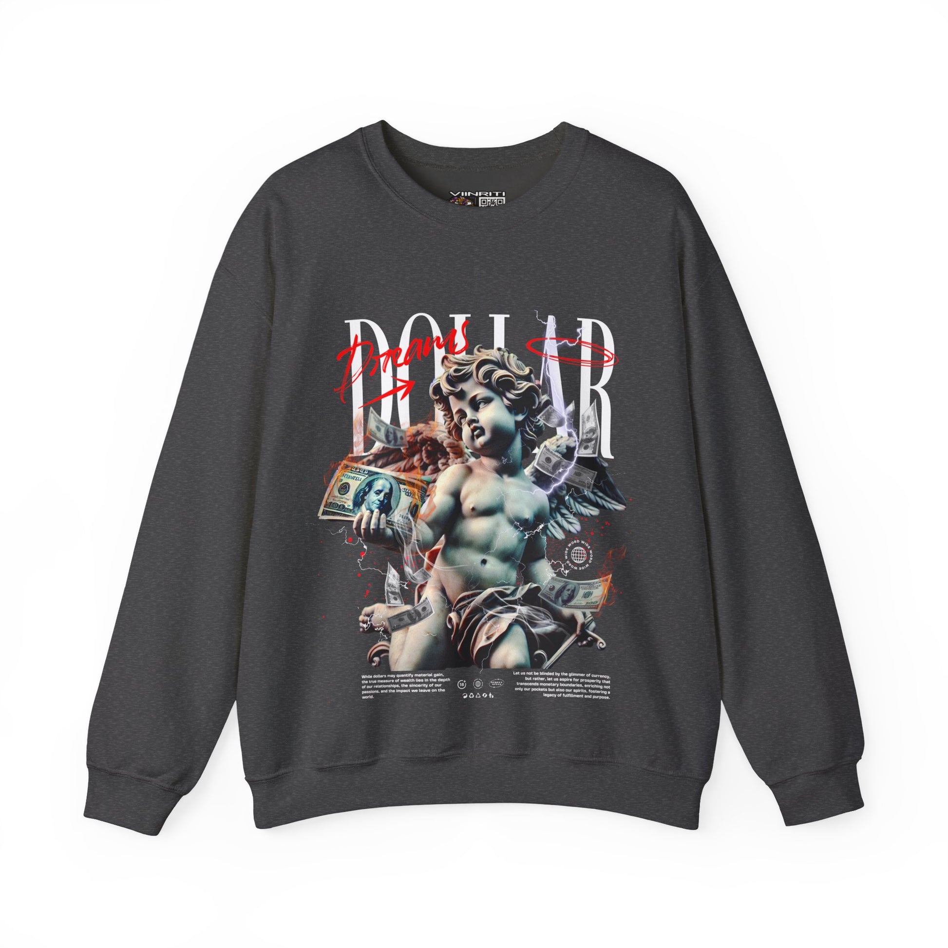 Crewneck Sweatshirt — 'Dollar' Statue Collage Graphic