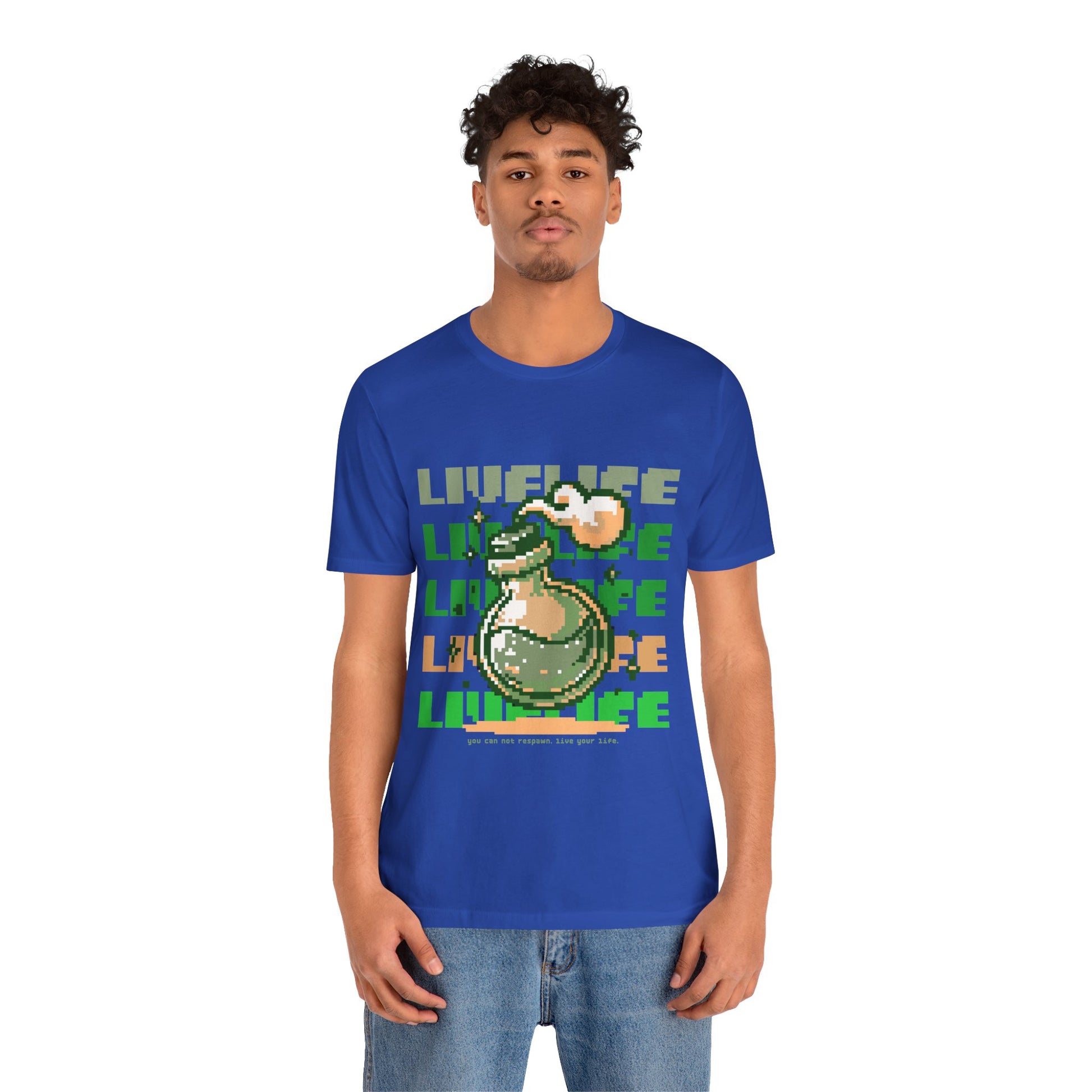 Live Life Pixel Frog Graphic Tee — Retro Gaming Nature T-Shirt