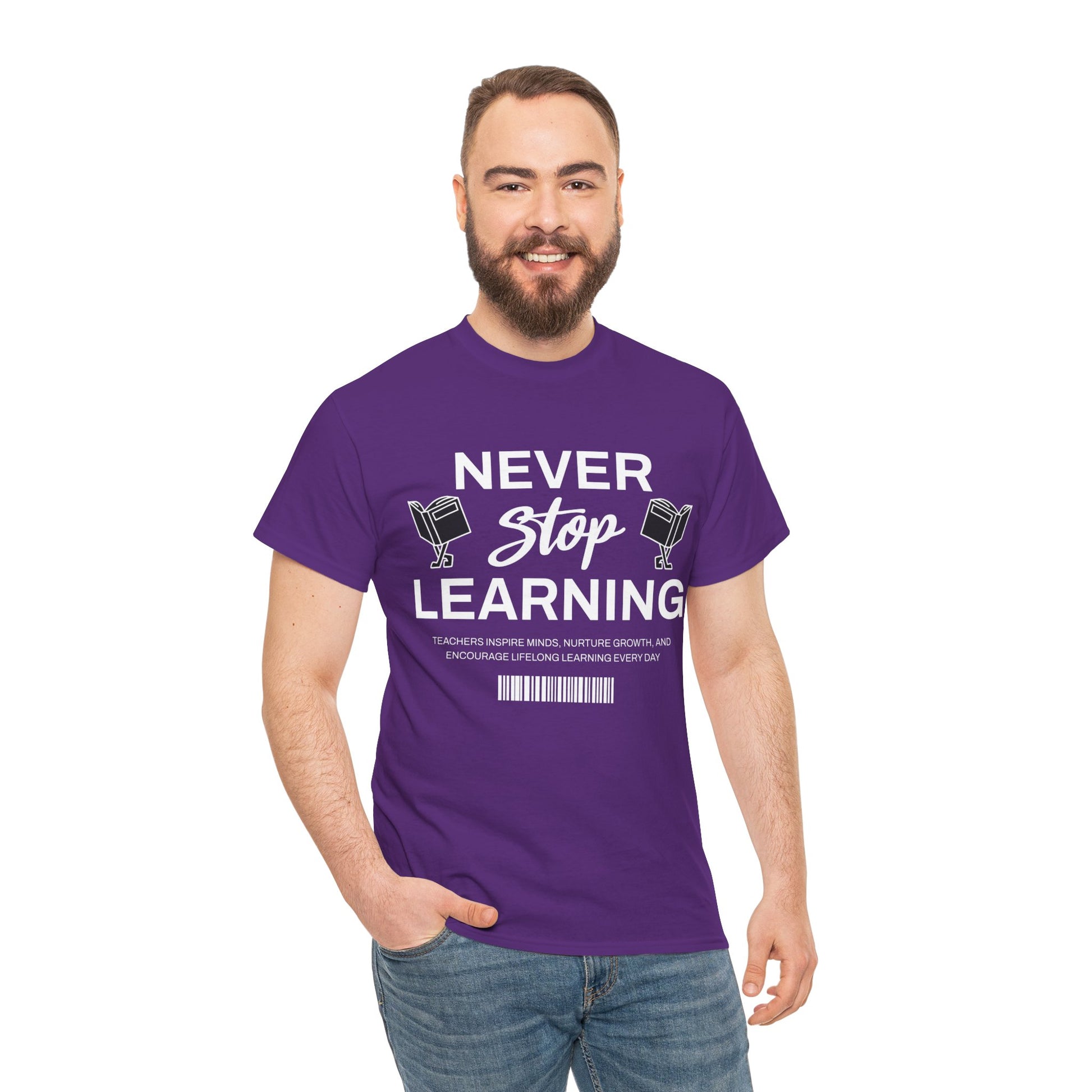 Never Stop Learning T-Shirt — Inspirational Teacher / Student Education Tee