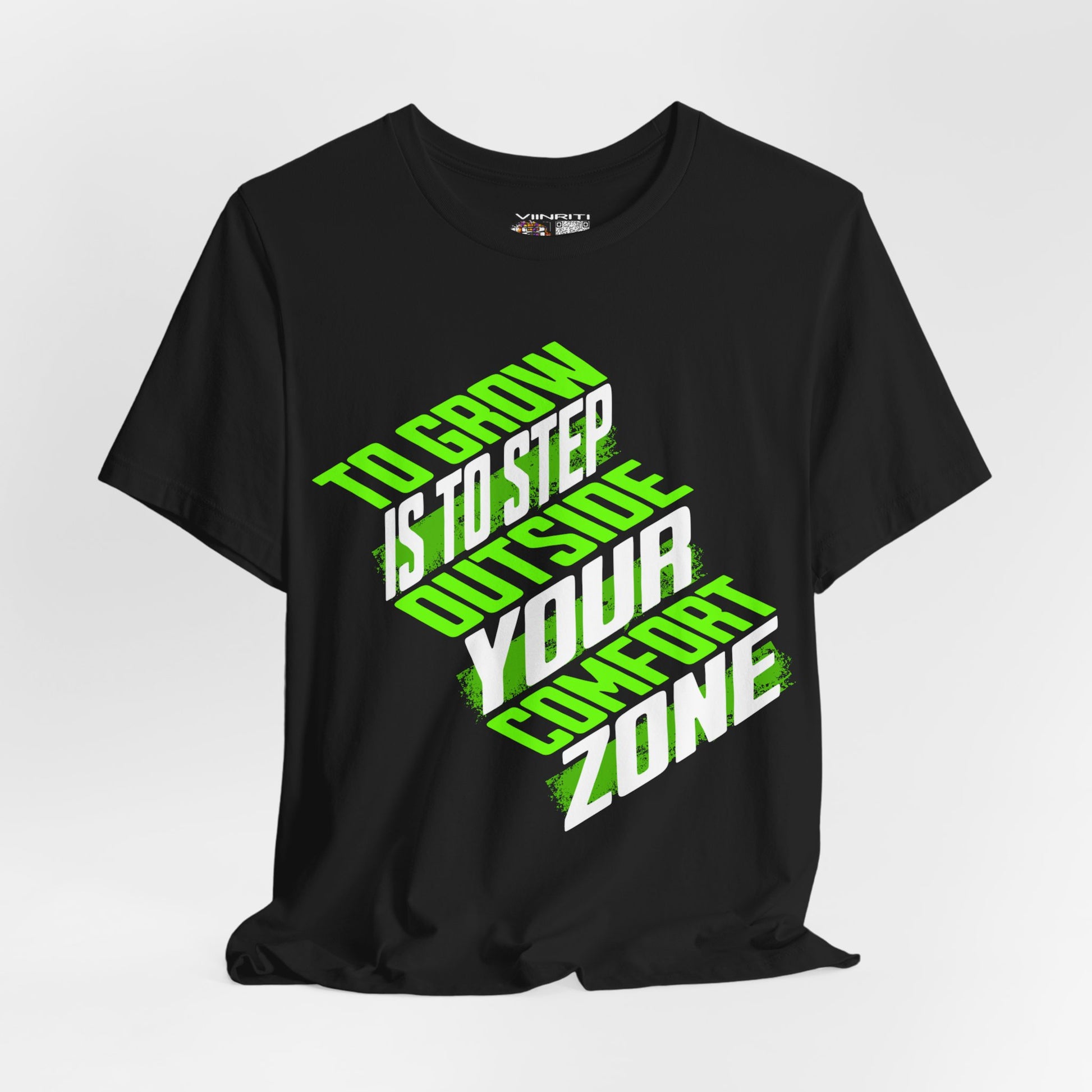 """Motivational Tee — "To Grow Is To Step Outside Your Comfort Zone" Neon Graphic