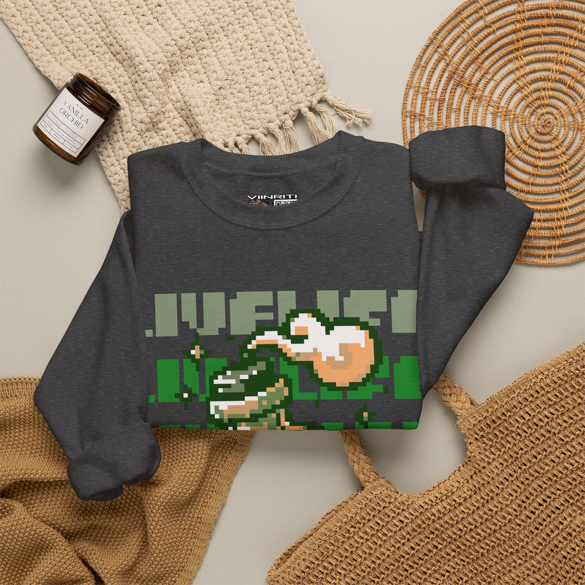 Crewneck Sweatshirt — Pixel Potion 'LIFE' Retro Gaming Graphic