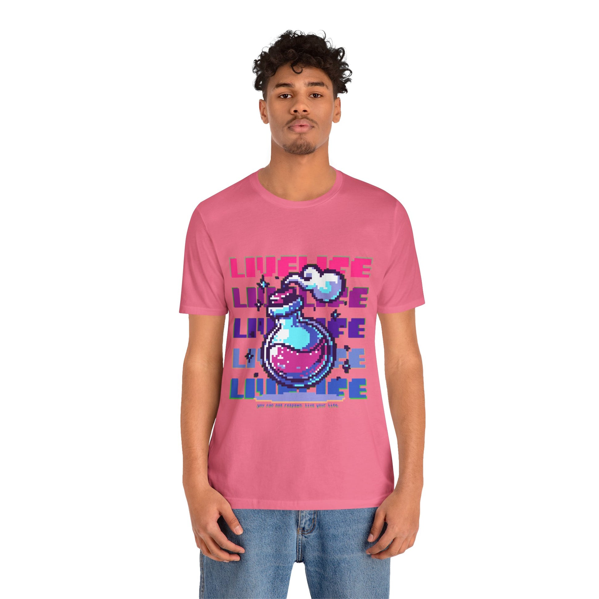 Live Life Pixel Frog Graphic Tee — Retro Gaming Nature T-Shirt