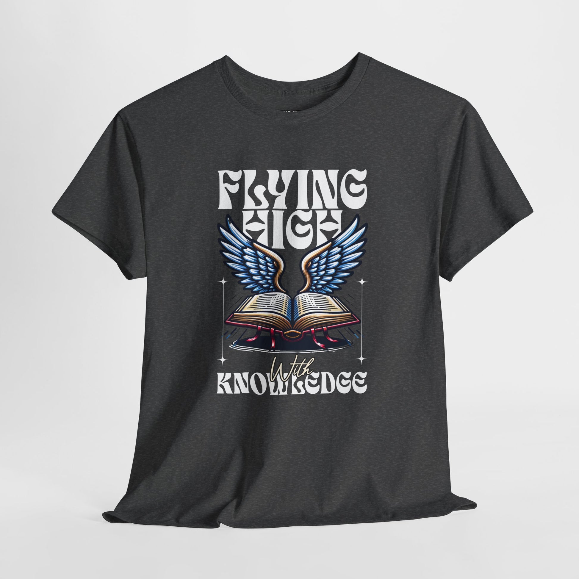 ""Flying High Knowledge T-Shirt — Vintage Winged Book Graphic Tee