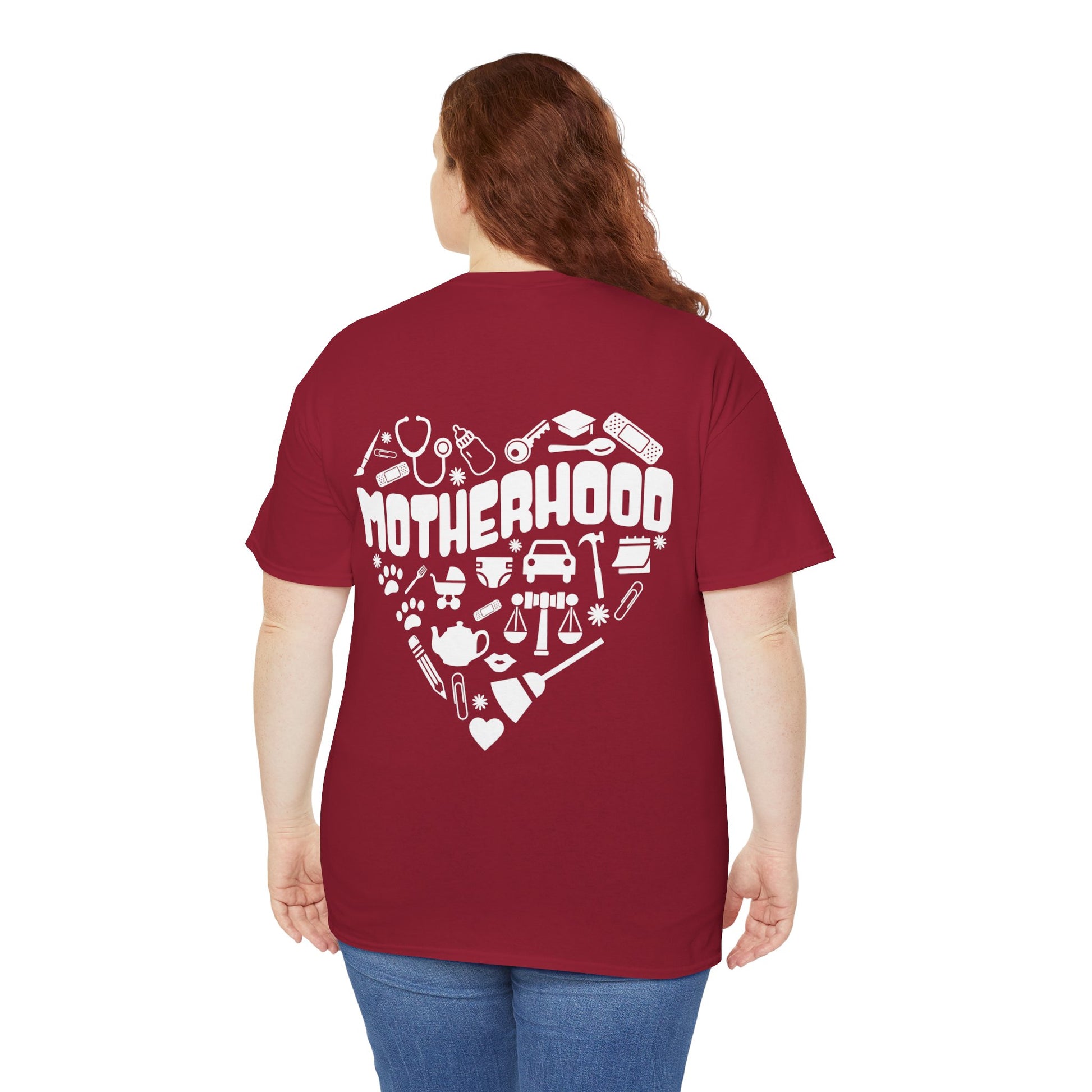 Motherhood Heart Tee — Mom Life Graphic T-Shirt