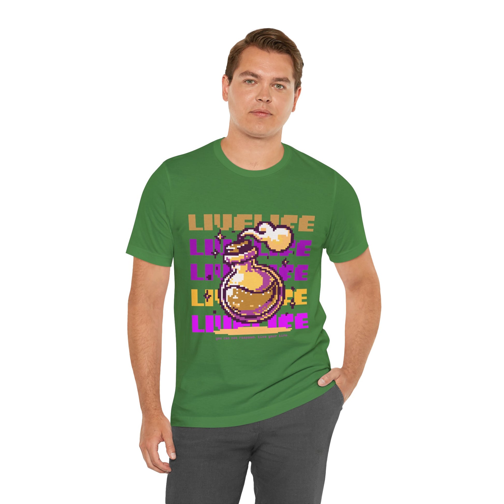 Live Life Pixel Frog Graphic Tee — Retro Gaming Nature T-Shirt
