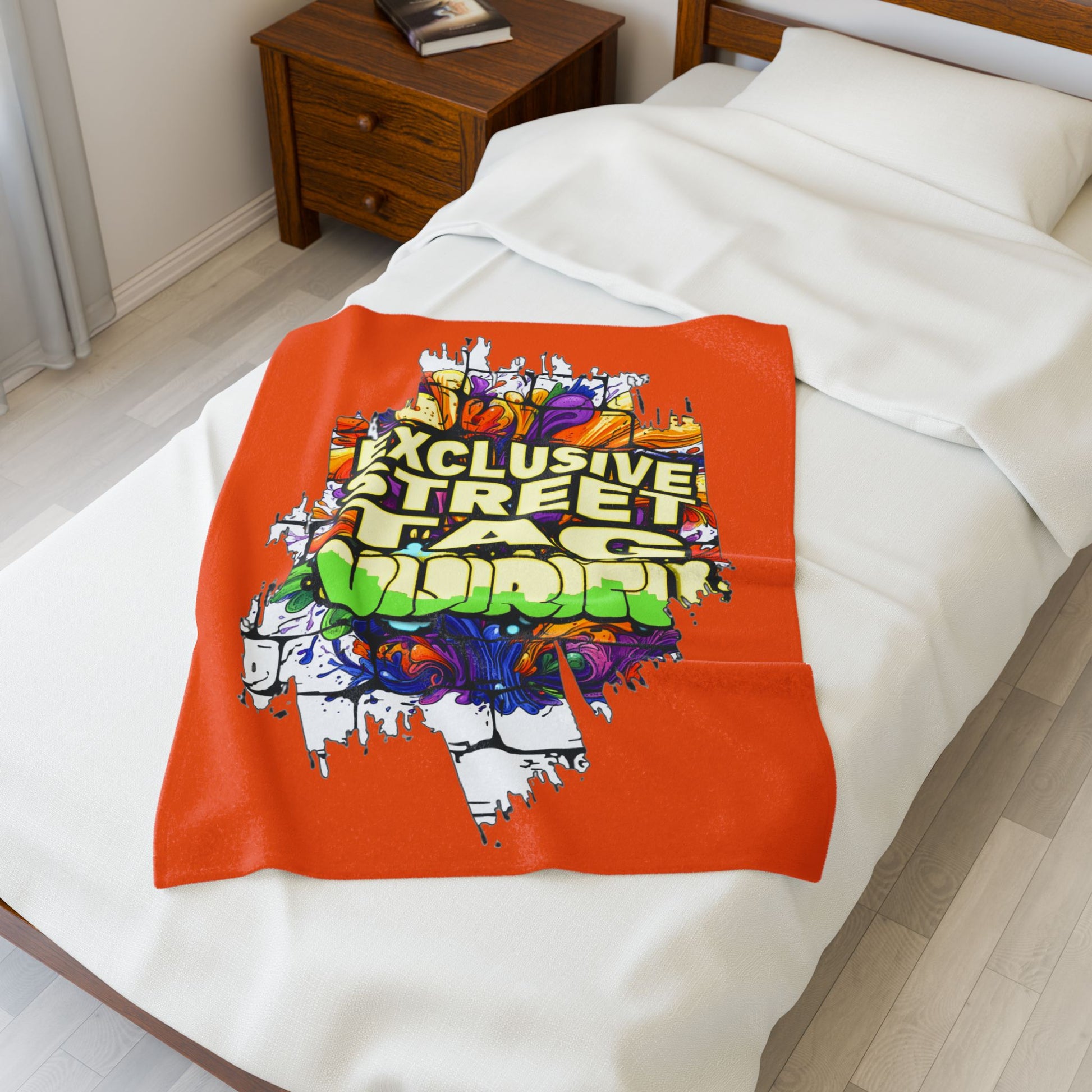 VIJIRITI Brand Velveteen Plush Blanket, Cozy Throw, Home Decor, Gift for Street Art Lovers, Unique Bedspread, Colorful Blanket