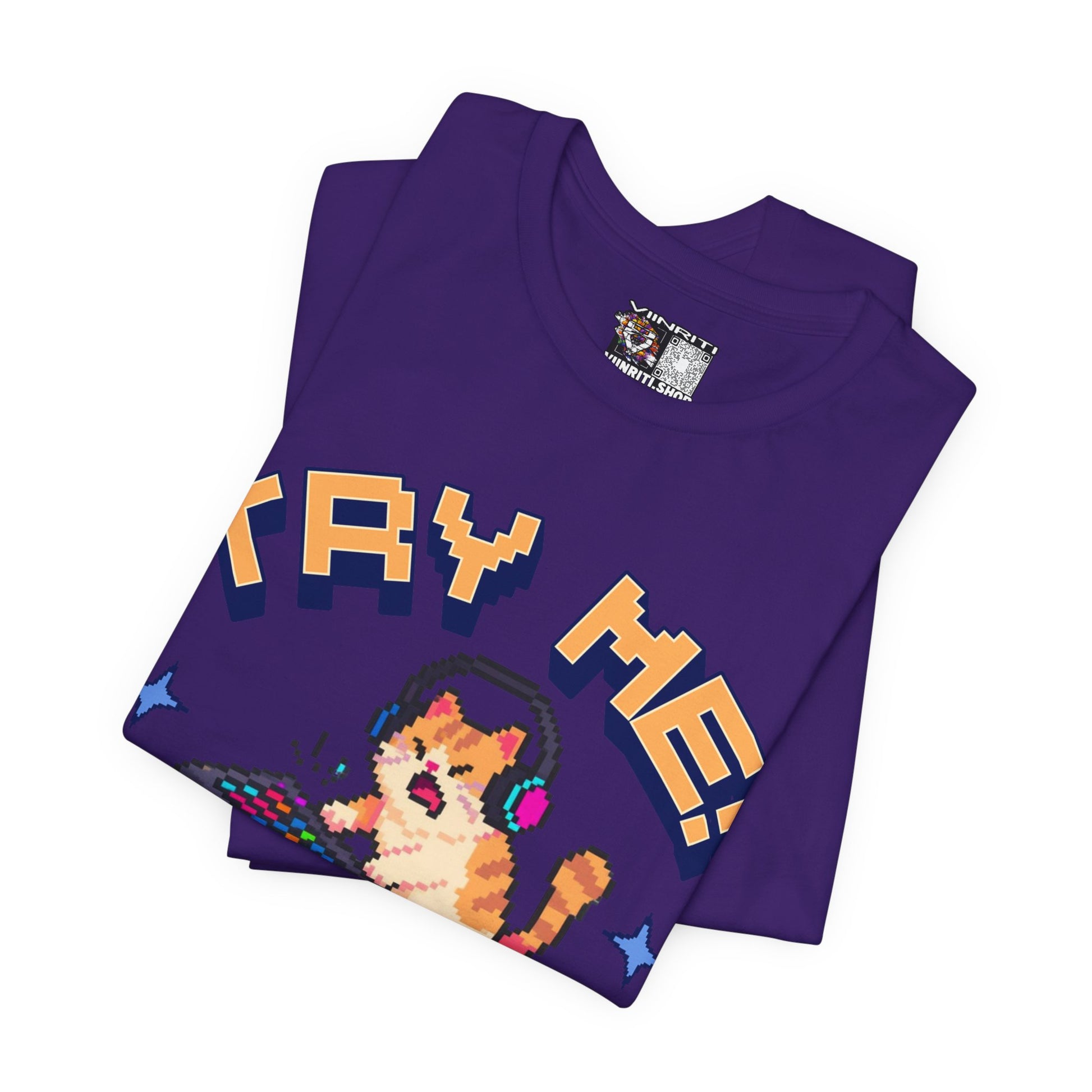 Try Me! Gamer Cat T‑Shirt — "Defeat Is Temporary, Rage Is Forever" Retro Pixel Tee