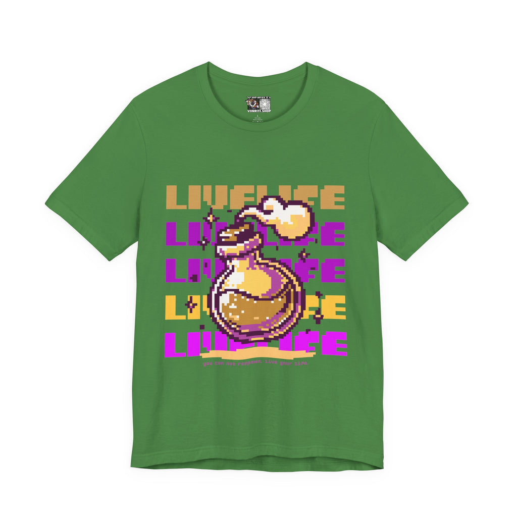 Live Life Pixel Frog Graphic Tee — Retro Gaming Nature T-Shirt